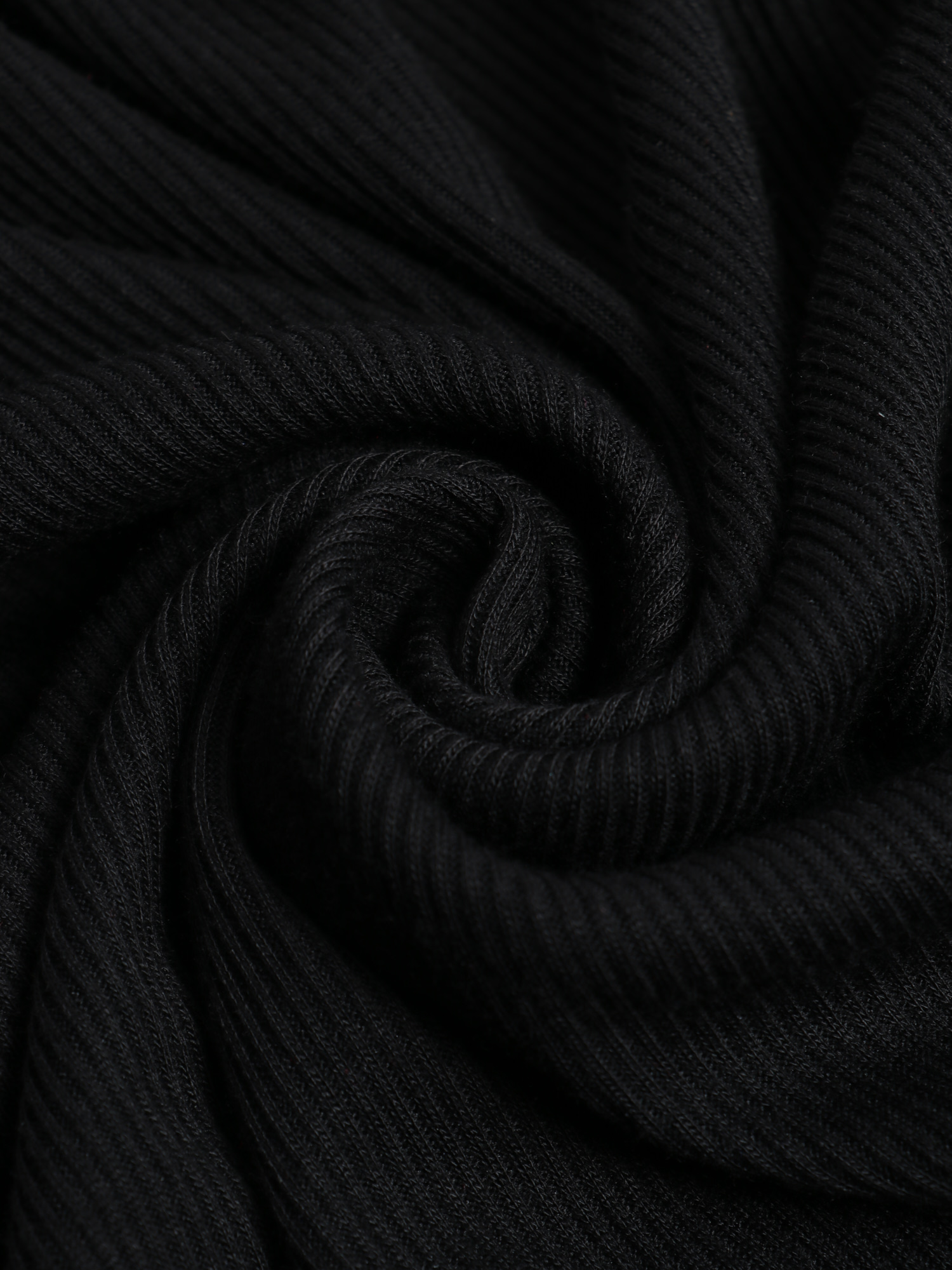 Deep-V Ribbed Knitted Long Sleeve Dress