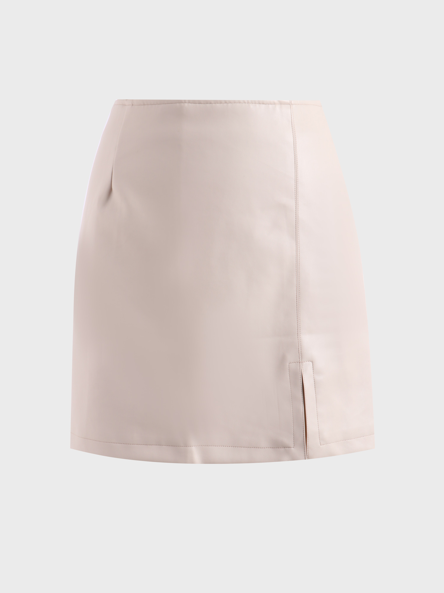 High-Waisted Leather Skirt with Split