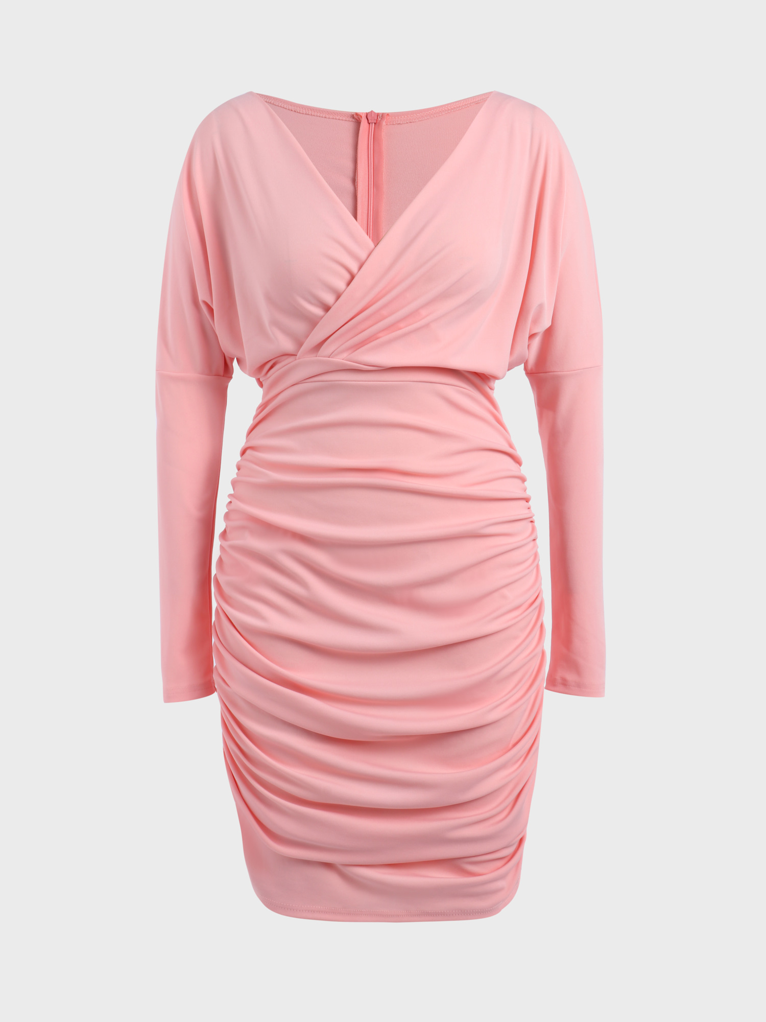 Long-Sleeved V-NeckSnatch-Waisted Sexy Dress