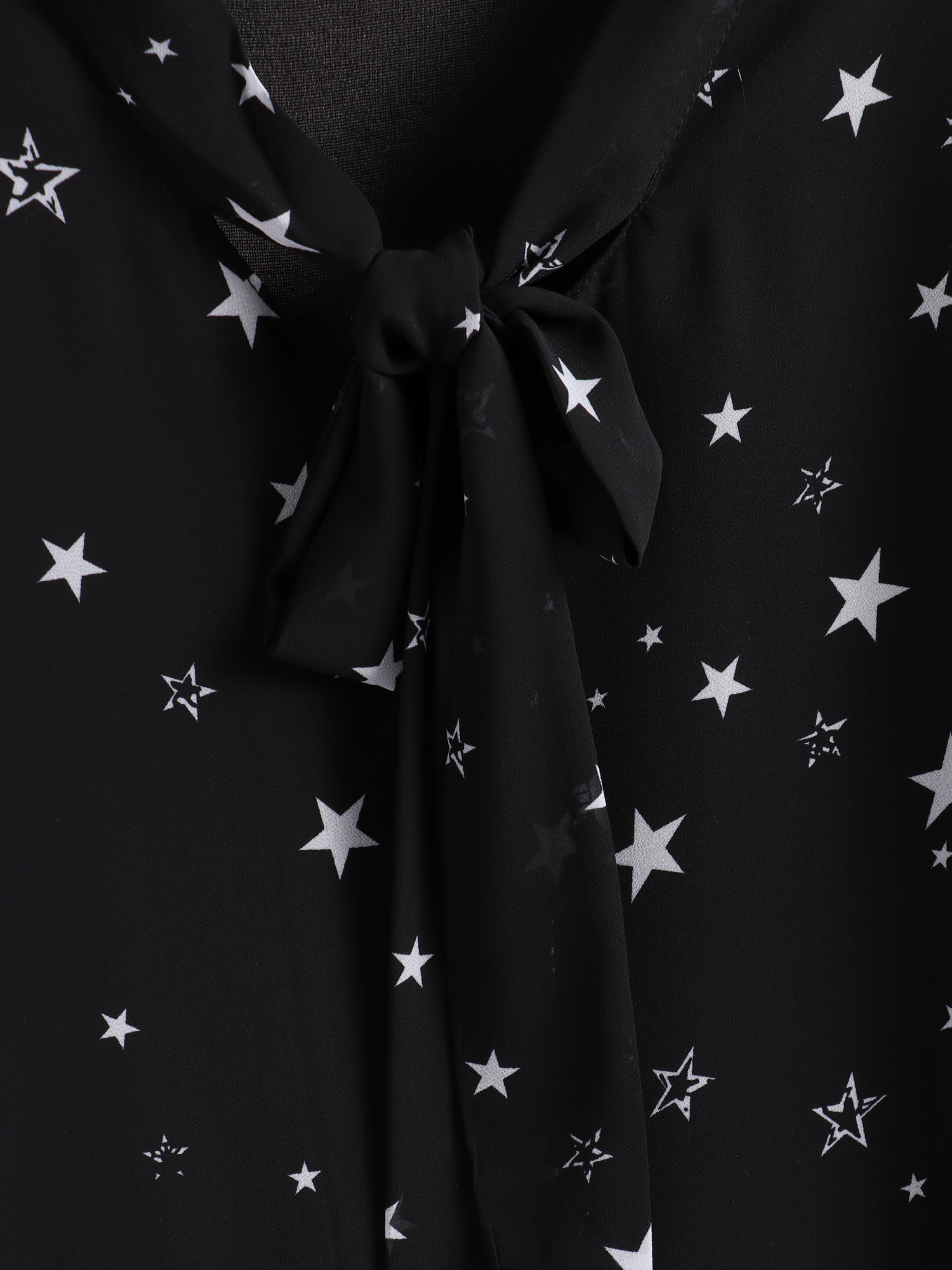 Bow Tie Star Ruffle Mesh Blouse