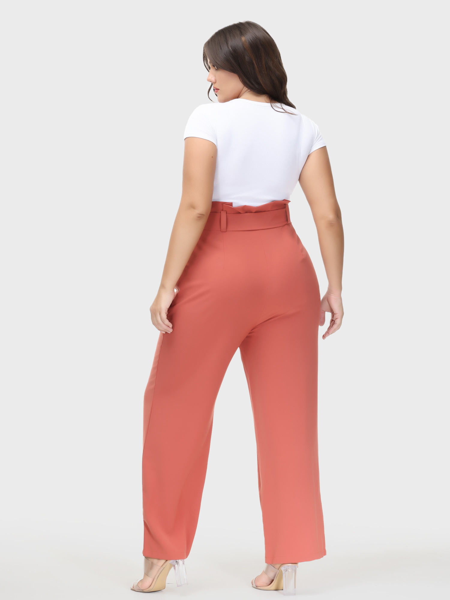 Versatile Wide Leg Vocational Suit Pants with Belt