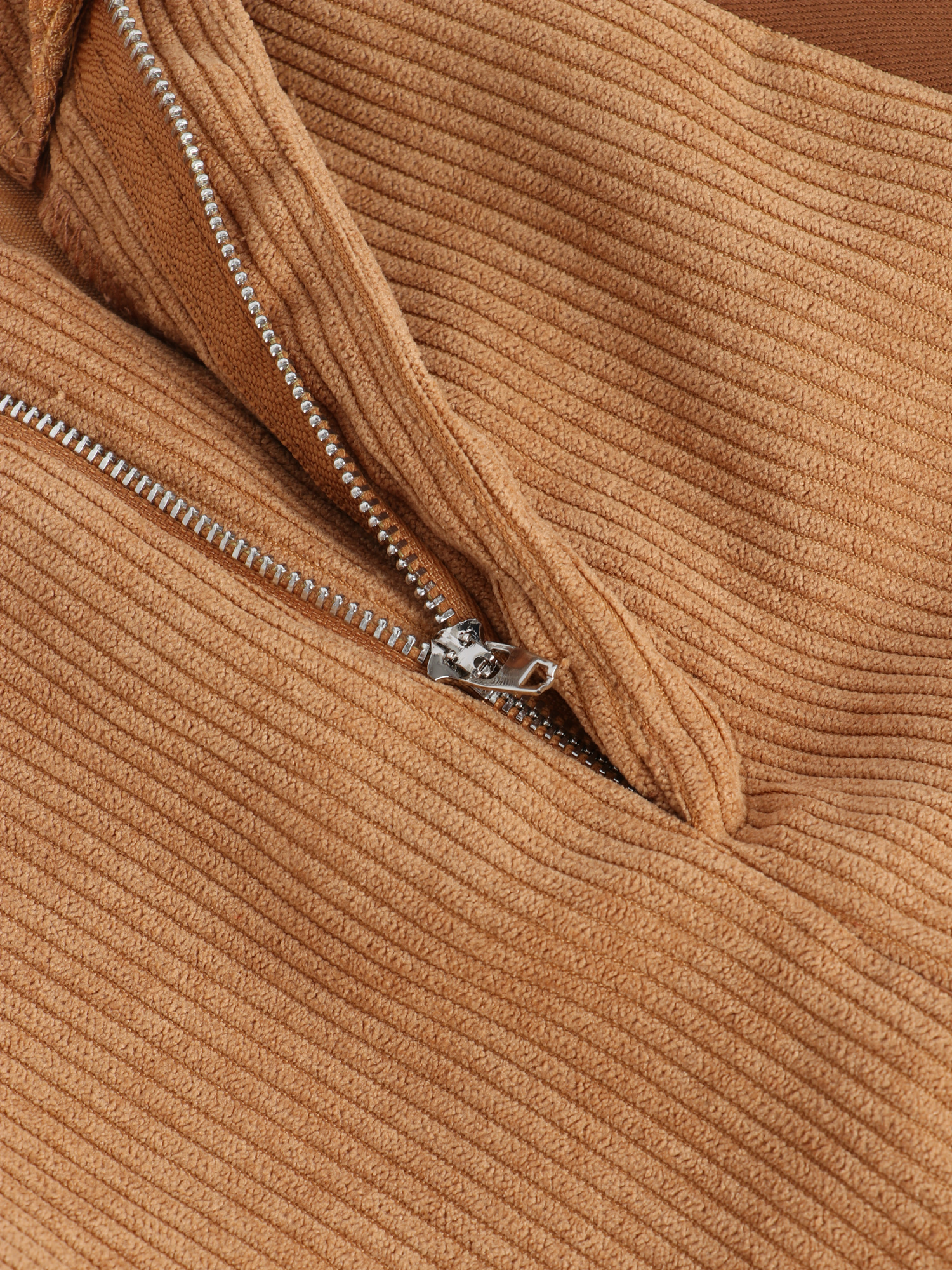 High Waist Straight Leg Colorblock Corduroy Pants with Pockets