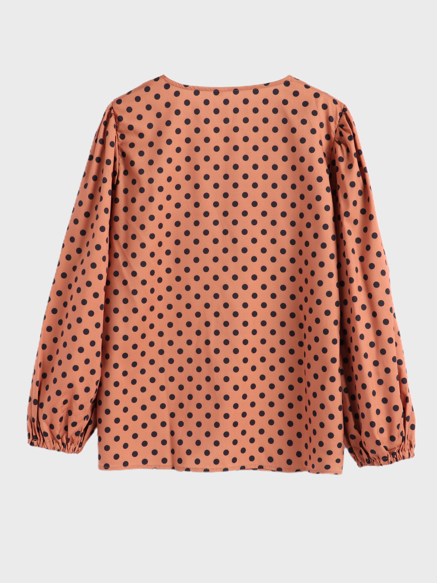 Polka Dot Lantern Sleeves Blouse