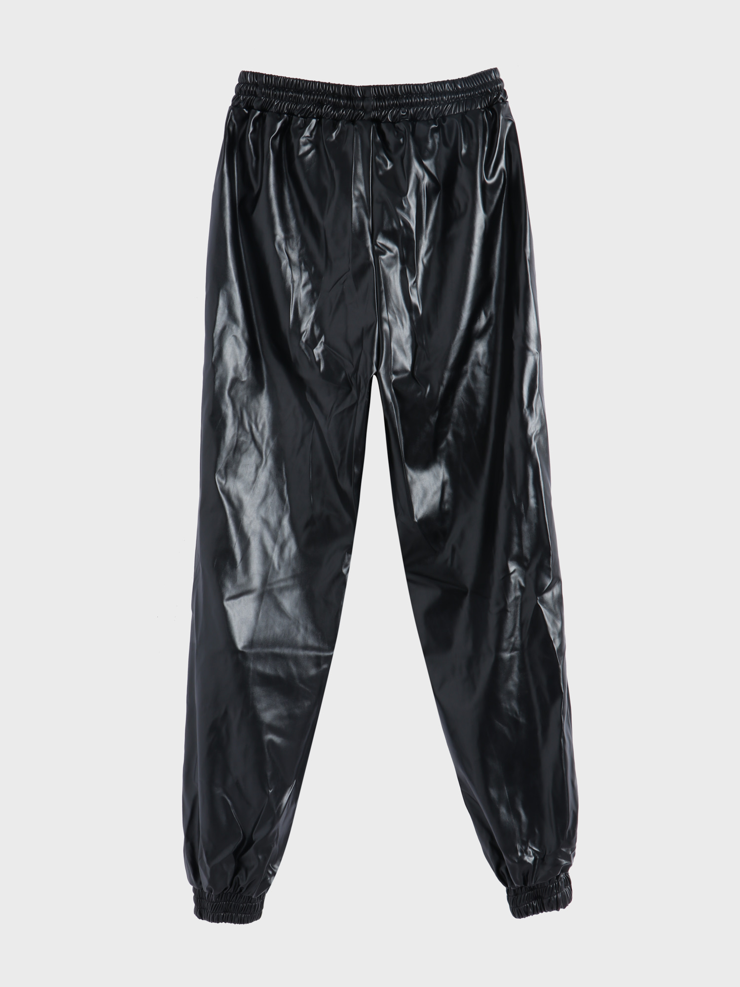 Elastic-Waisted Harem Leather Jogger Pants