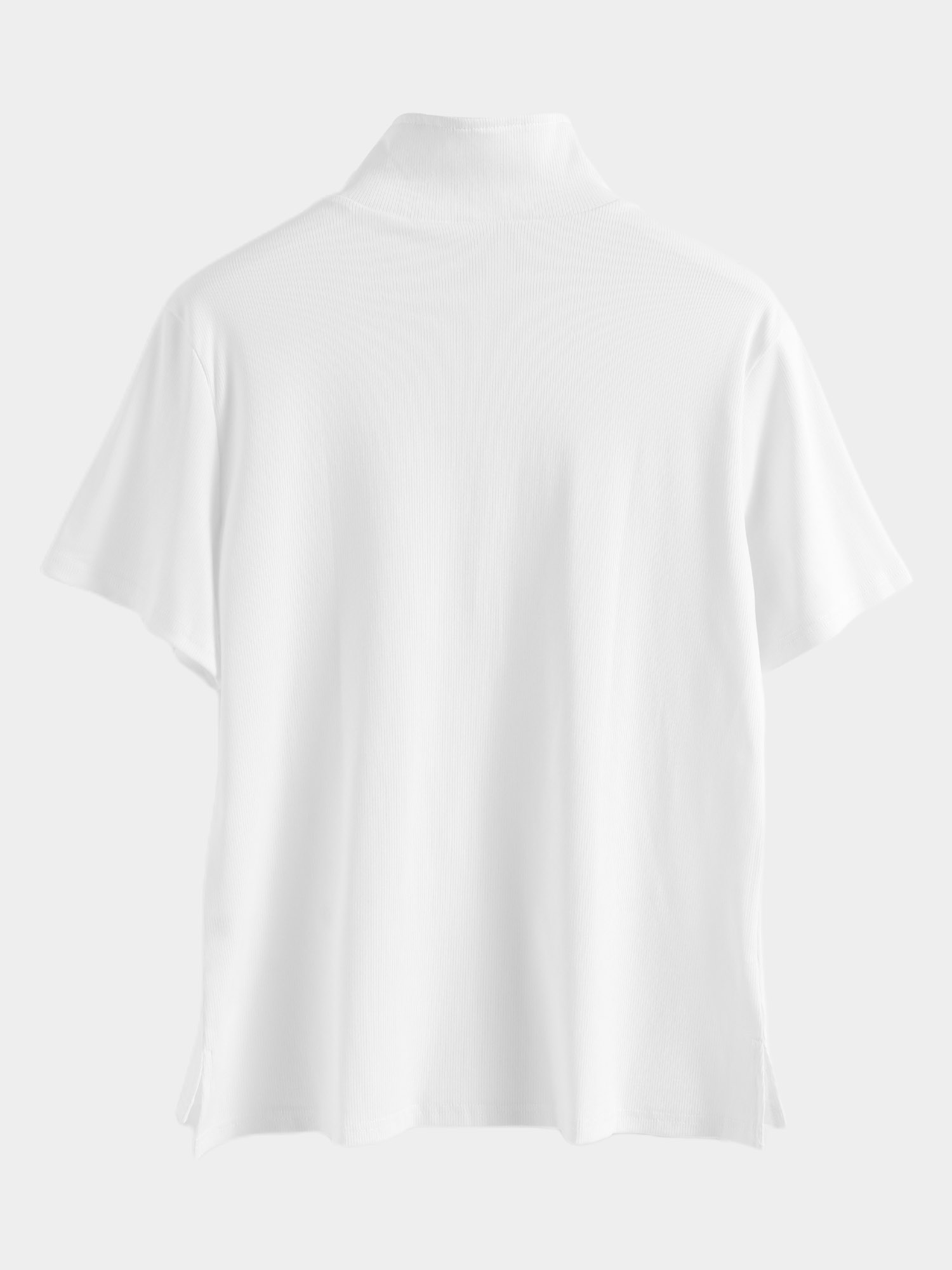 Ribbed Half-Zip Top with Side Split