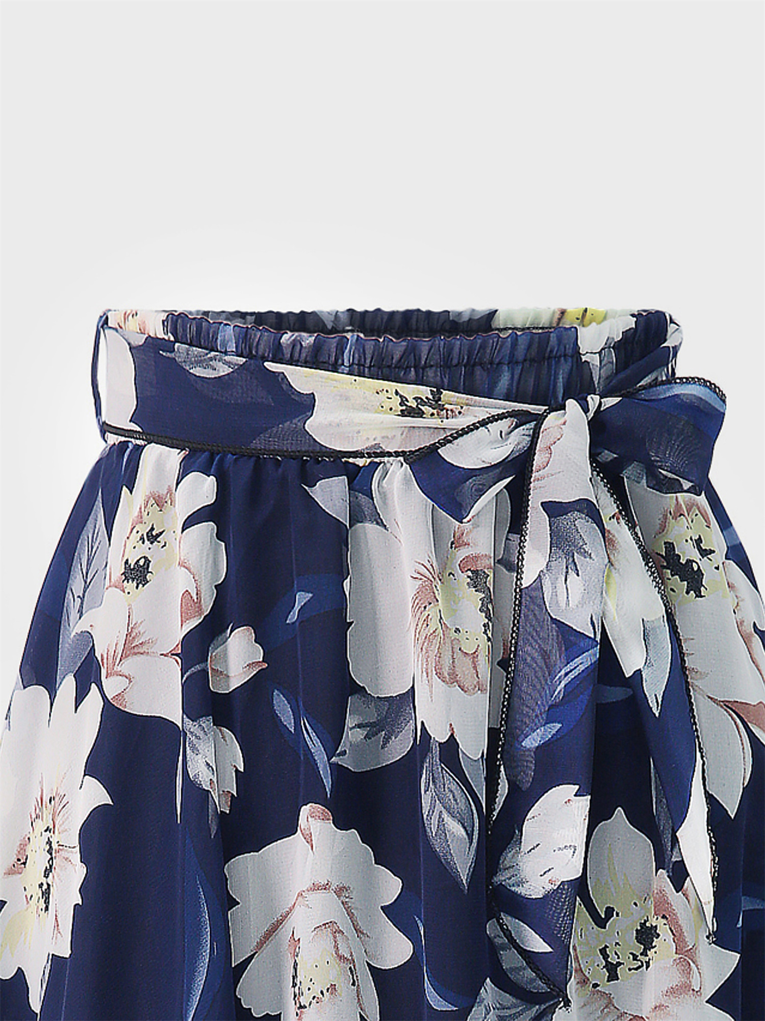 Floral Tie Ruffle Skirt
