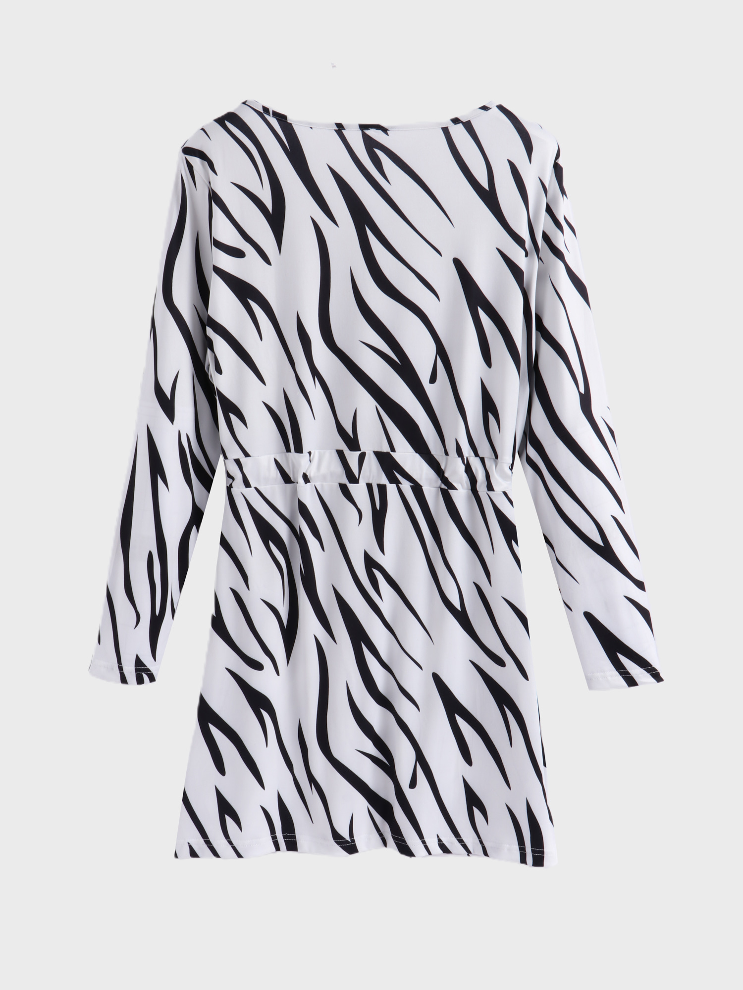 V-Neck Printed Tie Dress with Pockets