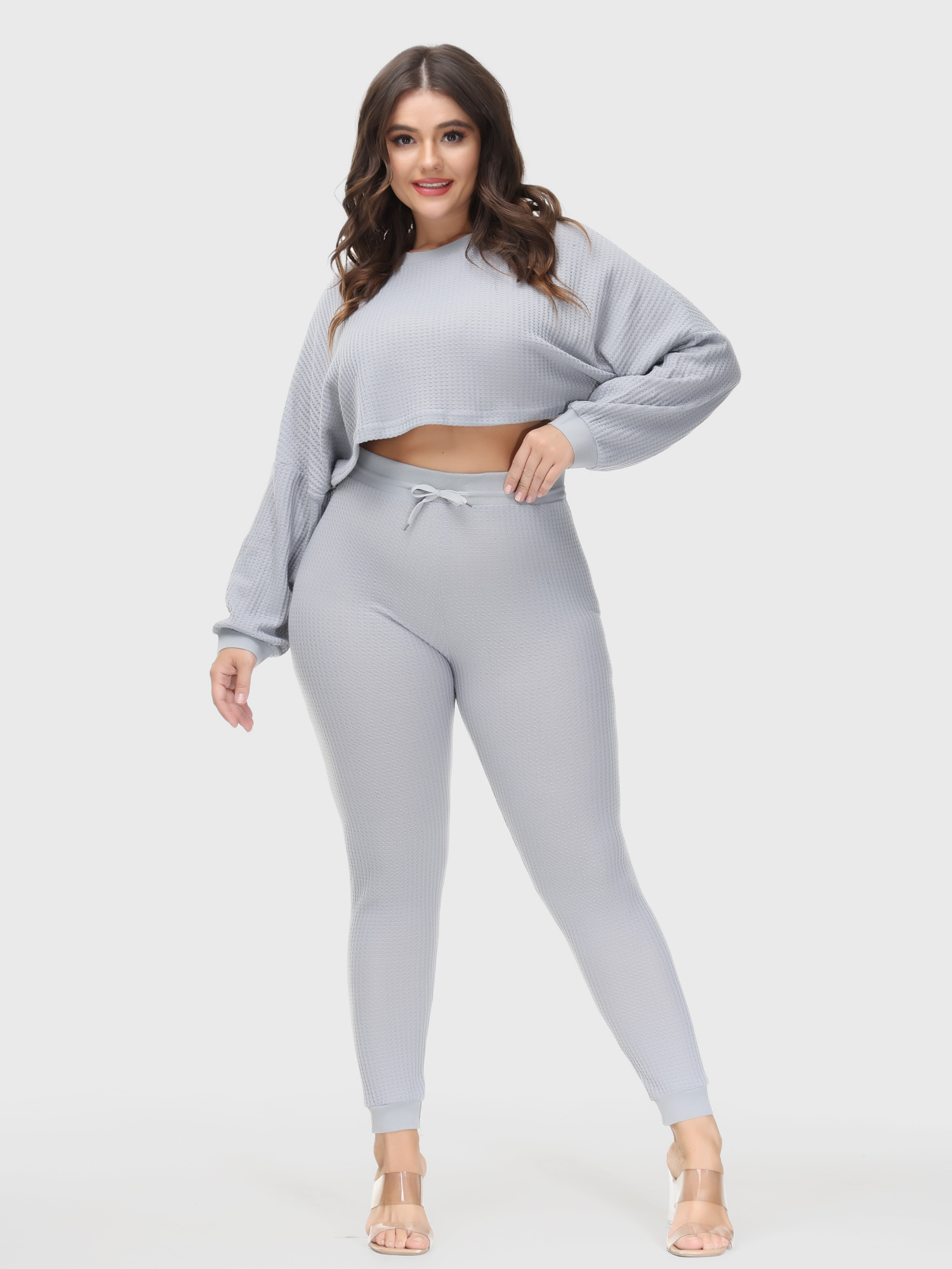 Fashion Loose Casual Waffle 2-piece Set