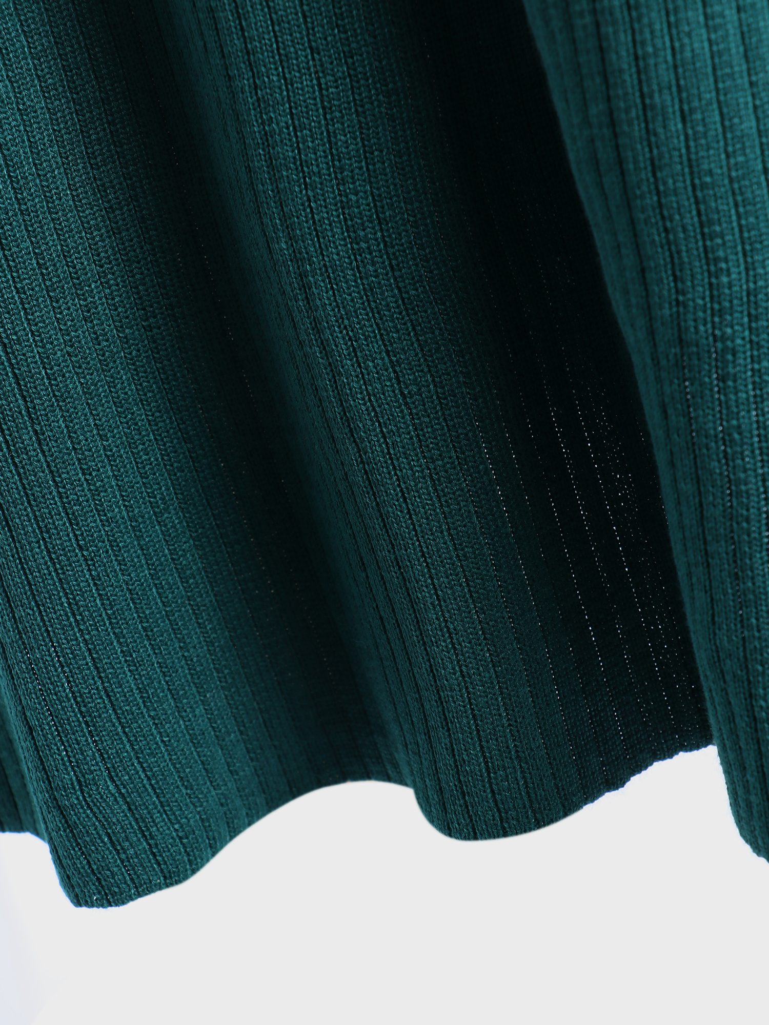 Slim Puff-Sleeve Knitted Midi Dress with Belt