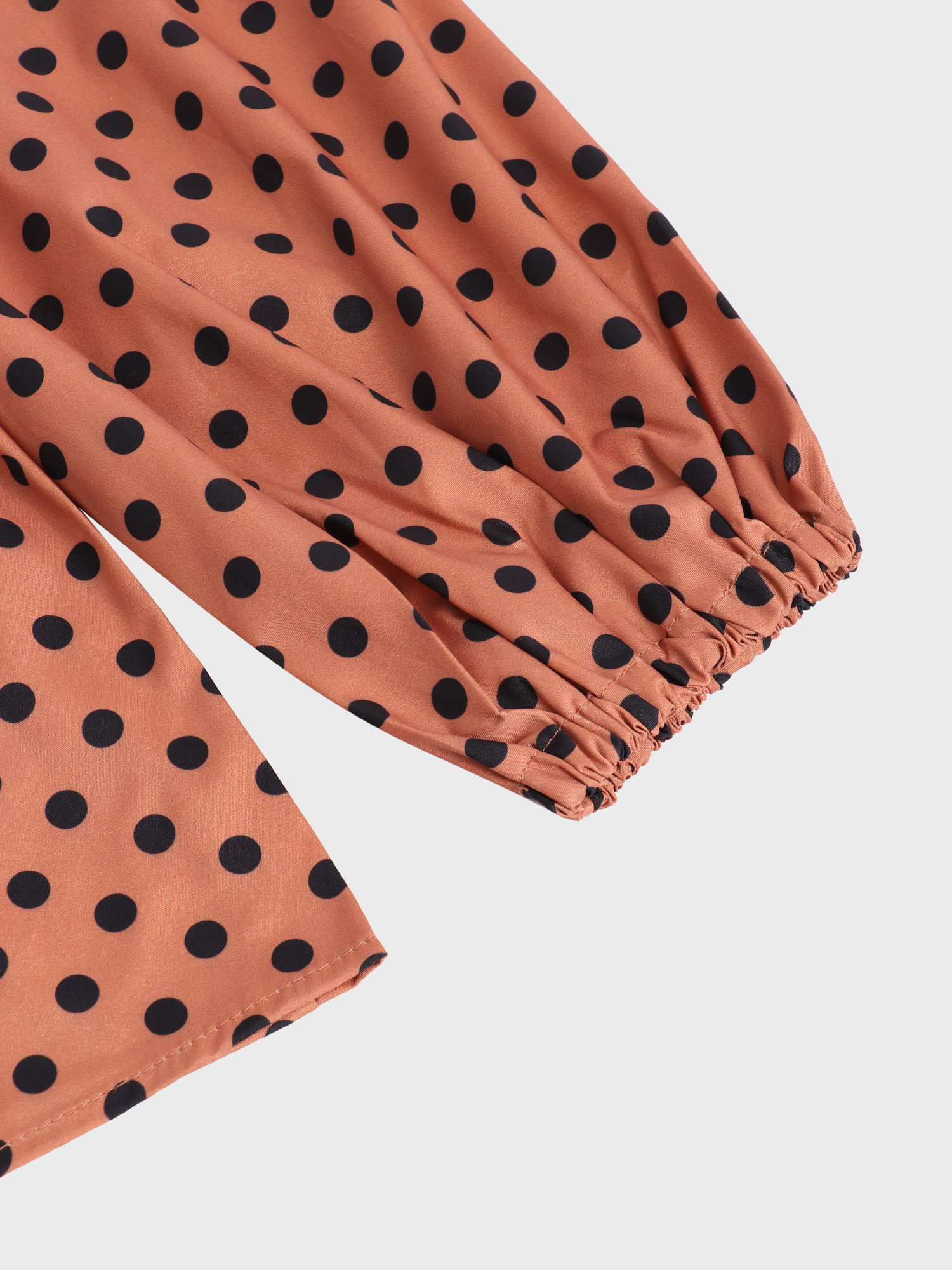 Polka Dot Lantern Sleeves Blouse