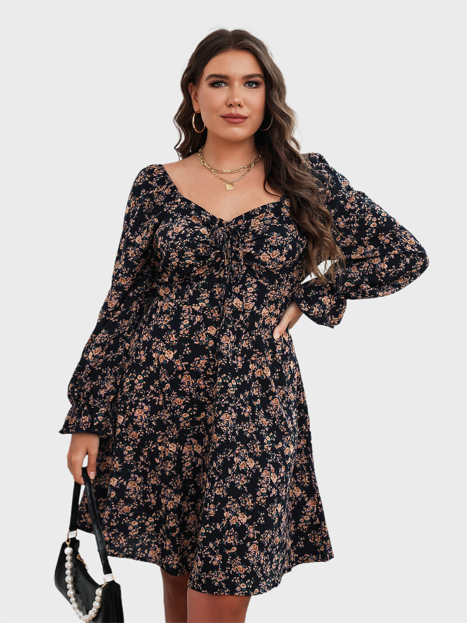 Sweetheart Neck Floral Midi Dress
