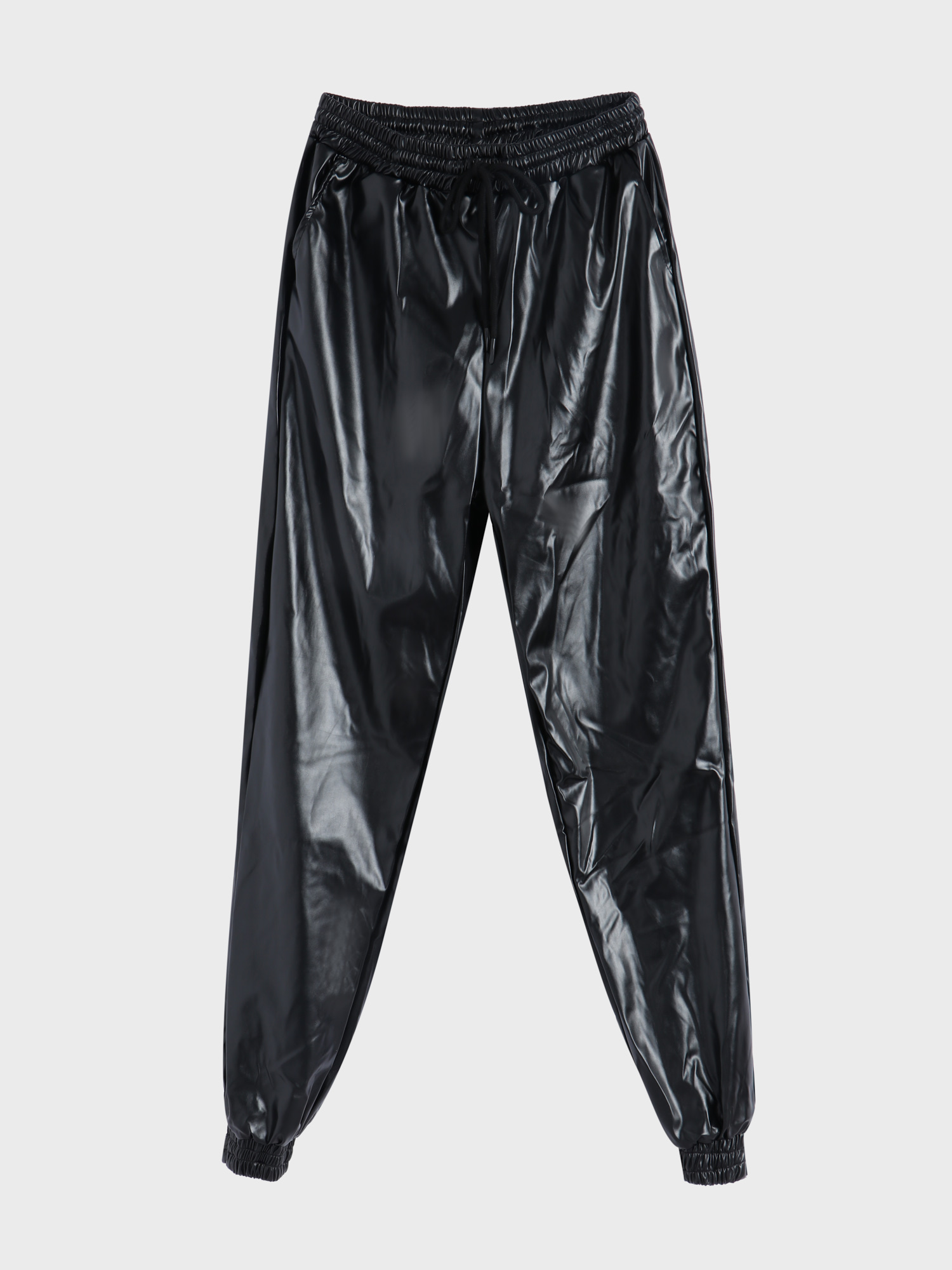 Elastic-Waisted Harem Leather Jogger Pants