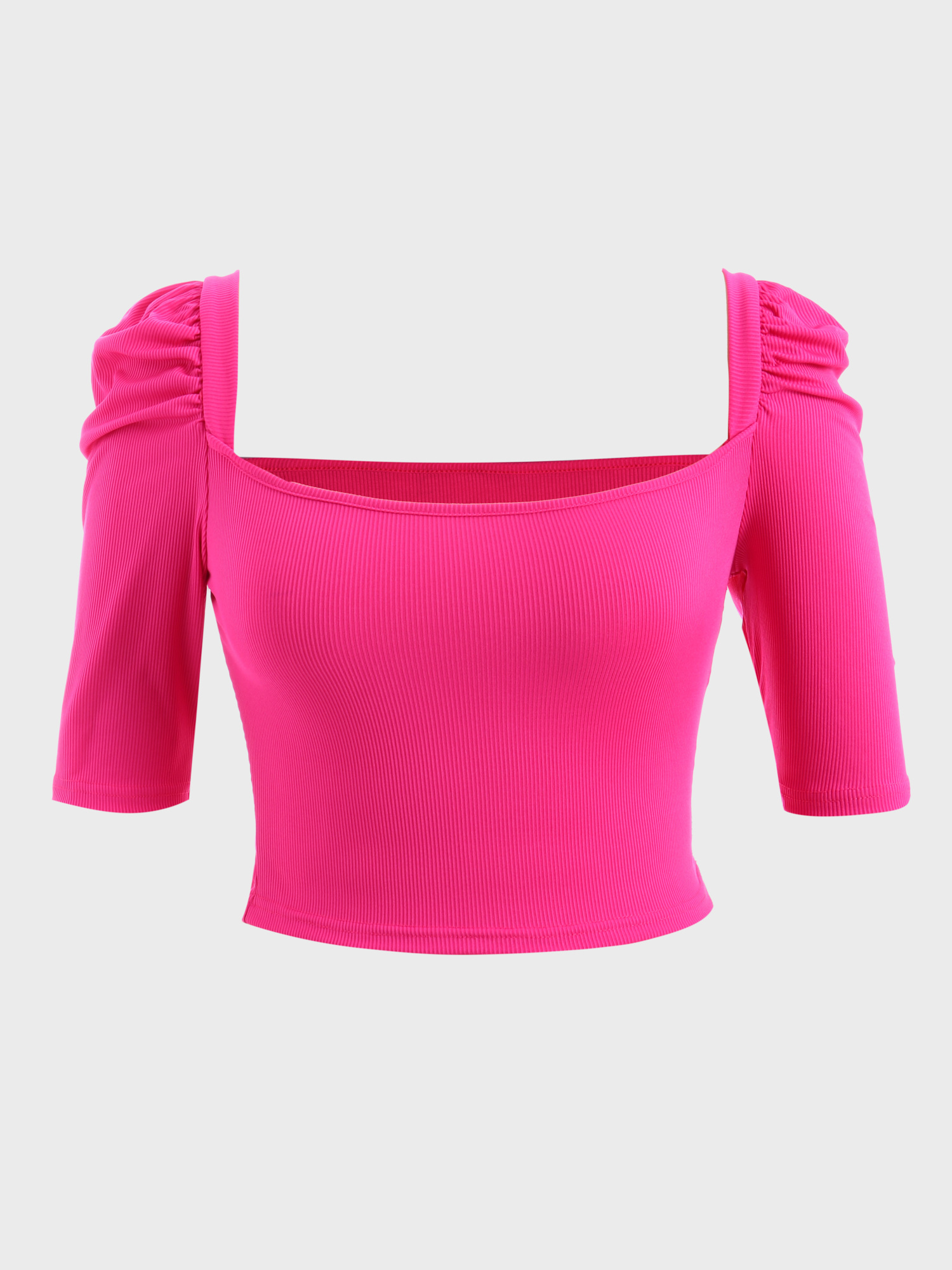  Cute Puff Square Neck Crop Top