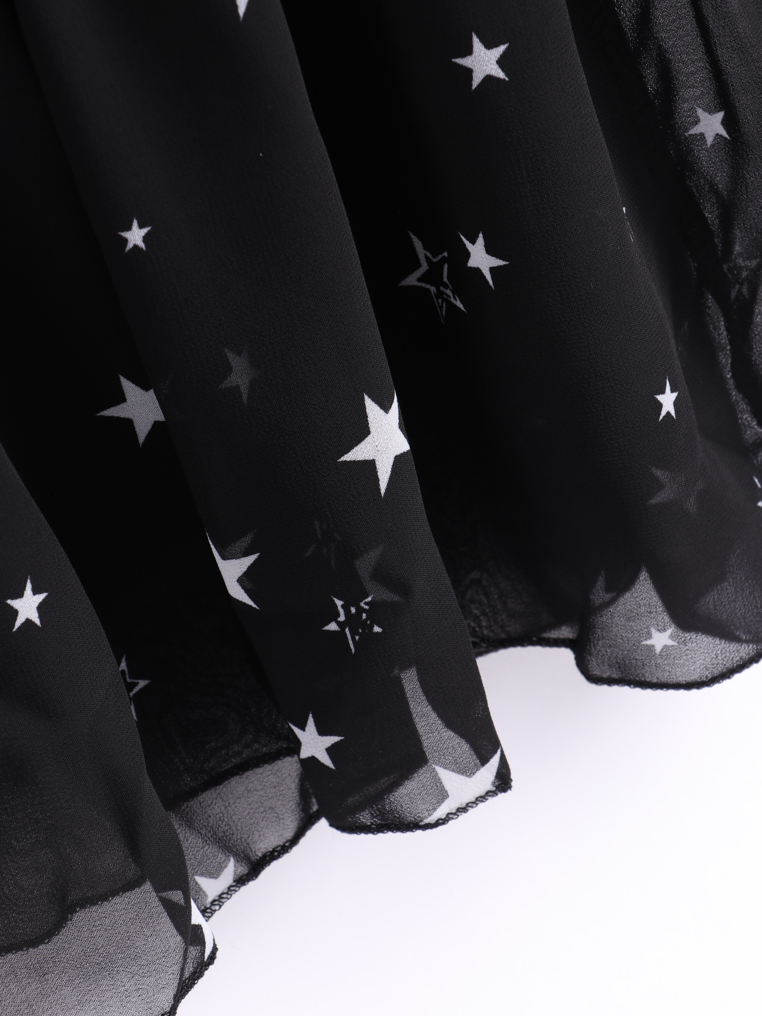 Bow Tie Star Ruffle Mesh Blouse