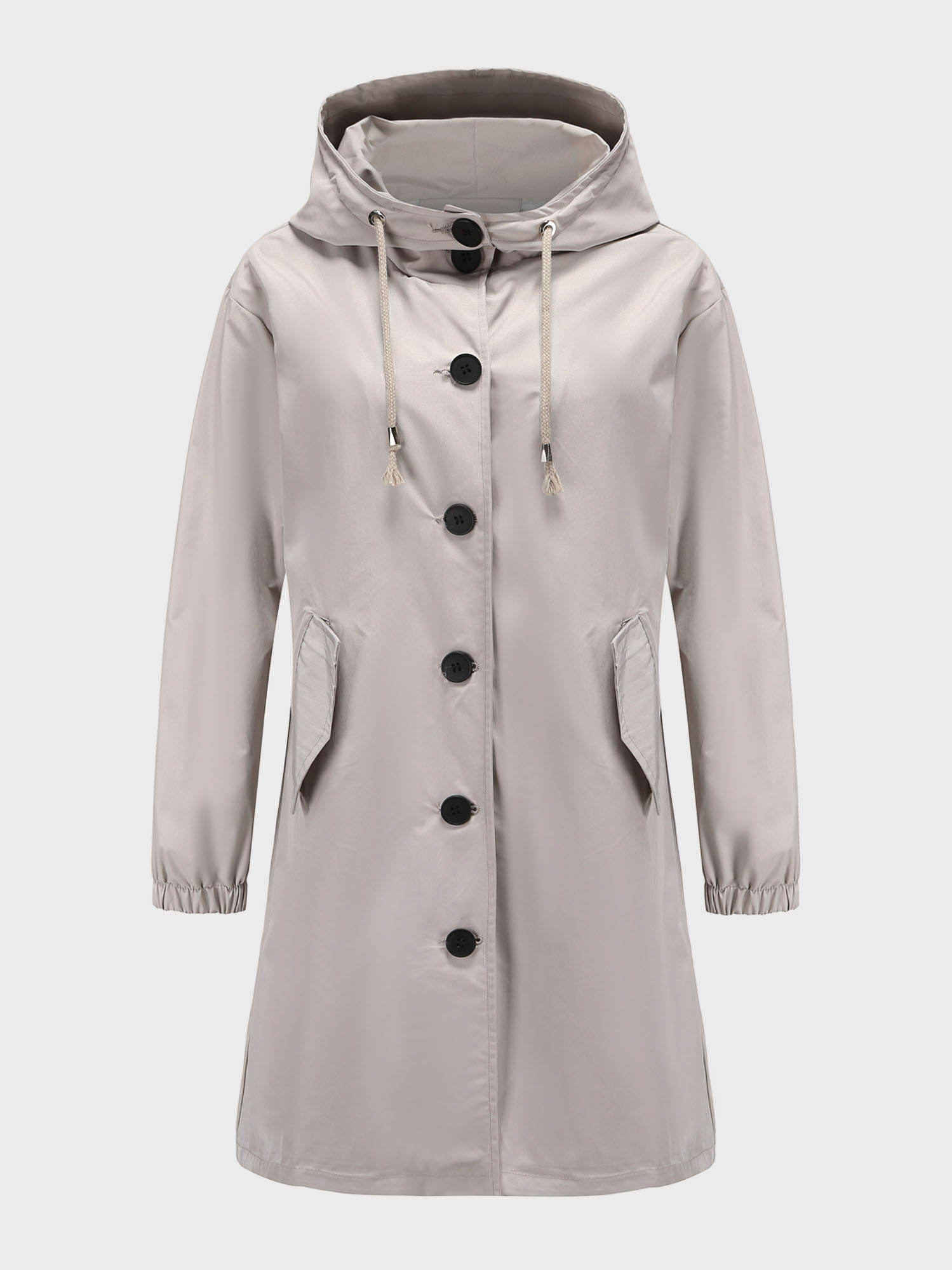 Casual Waterproof Long Hooded Windbreaker Midi Jacket