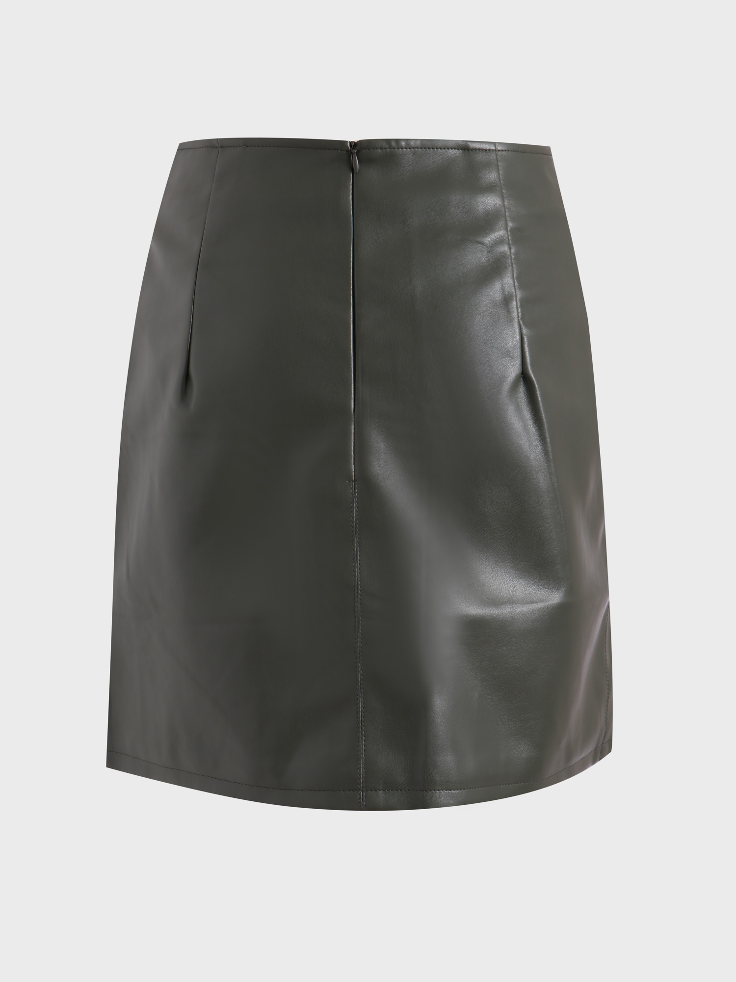 High-Waisted Leather Skirt with Split