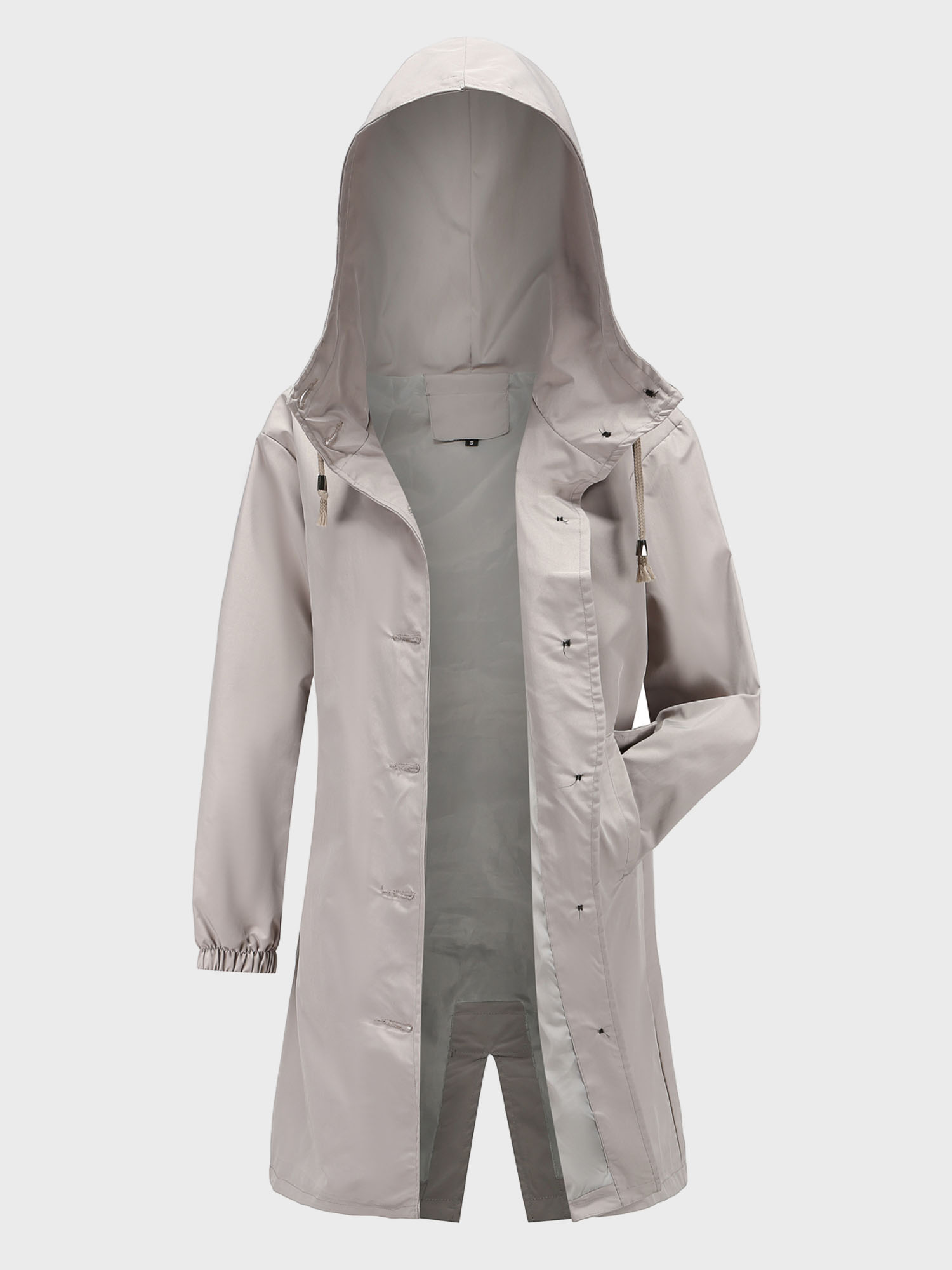 Casual Waterproof Long Hooded Windbreaker Midi Jacket