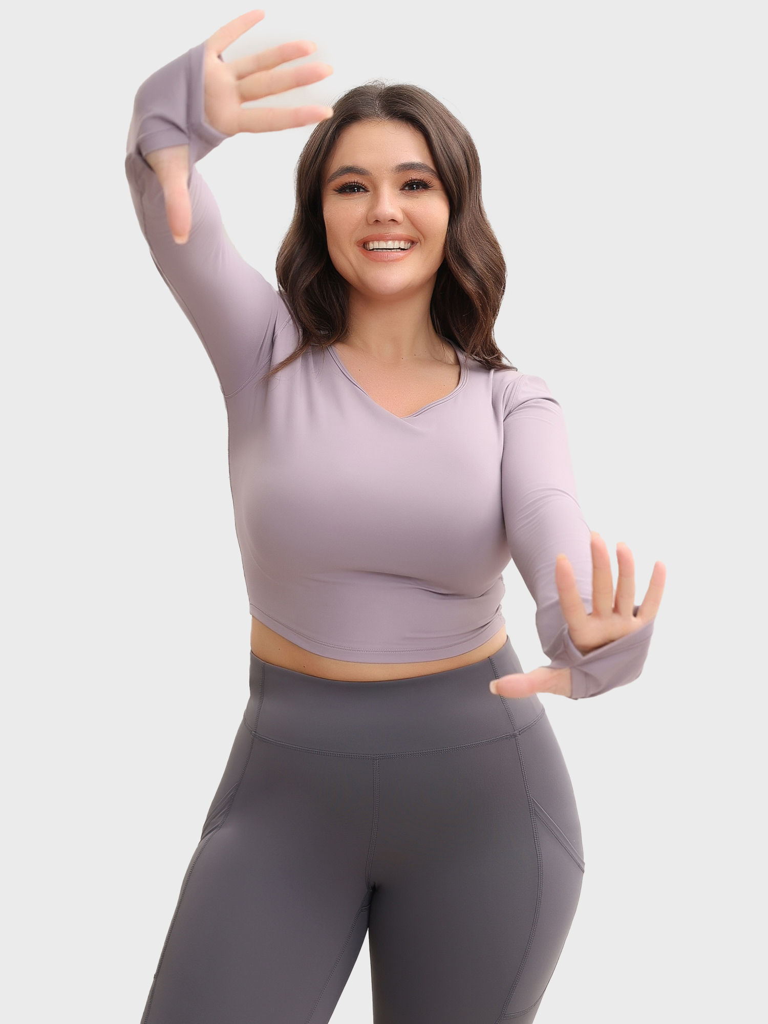 Slim Fit Nude Long Sleeve Yoga Crop Top