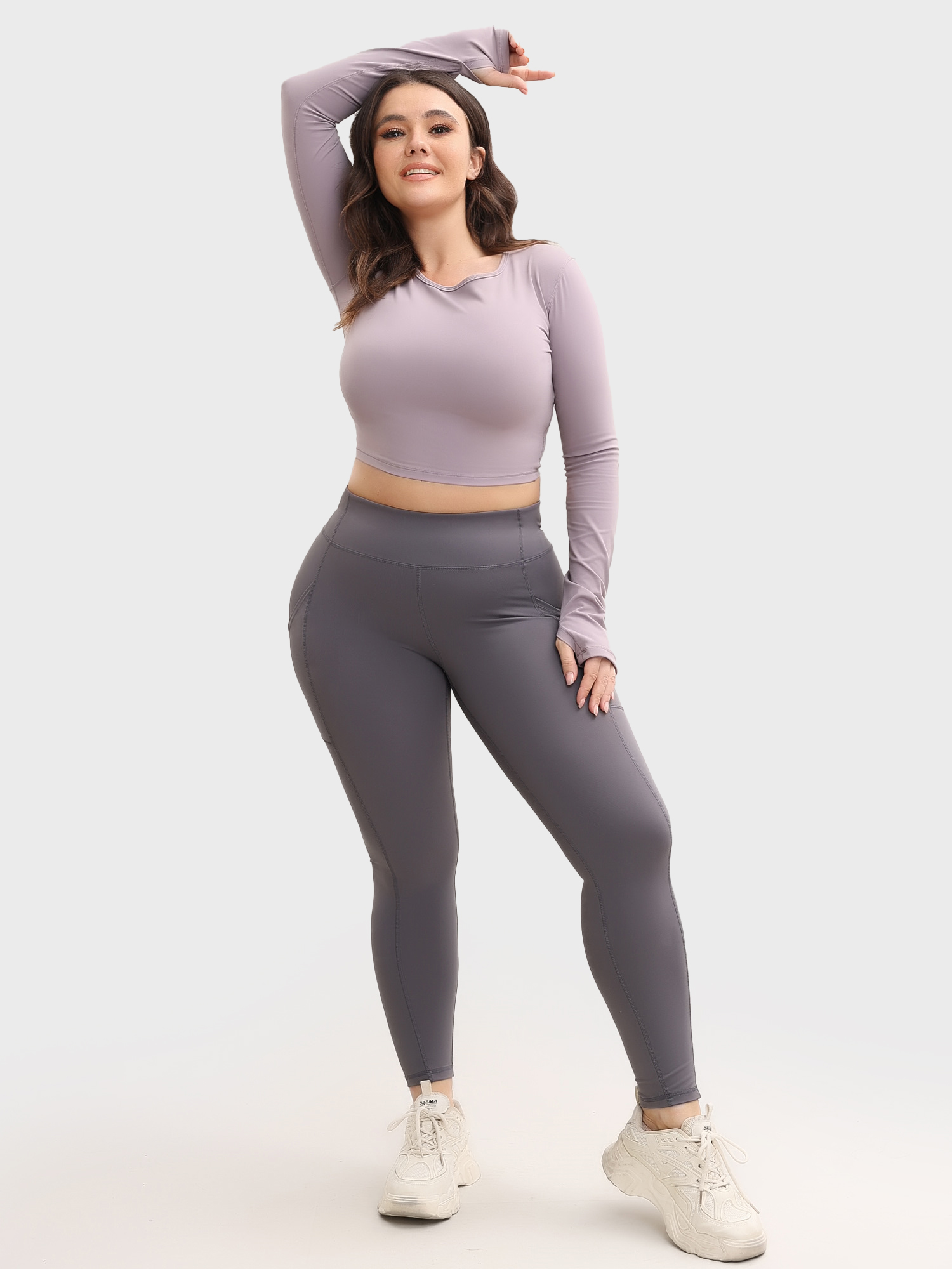 Slim Fit Nude Long Sleeve Yoga Crop Top
