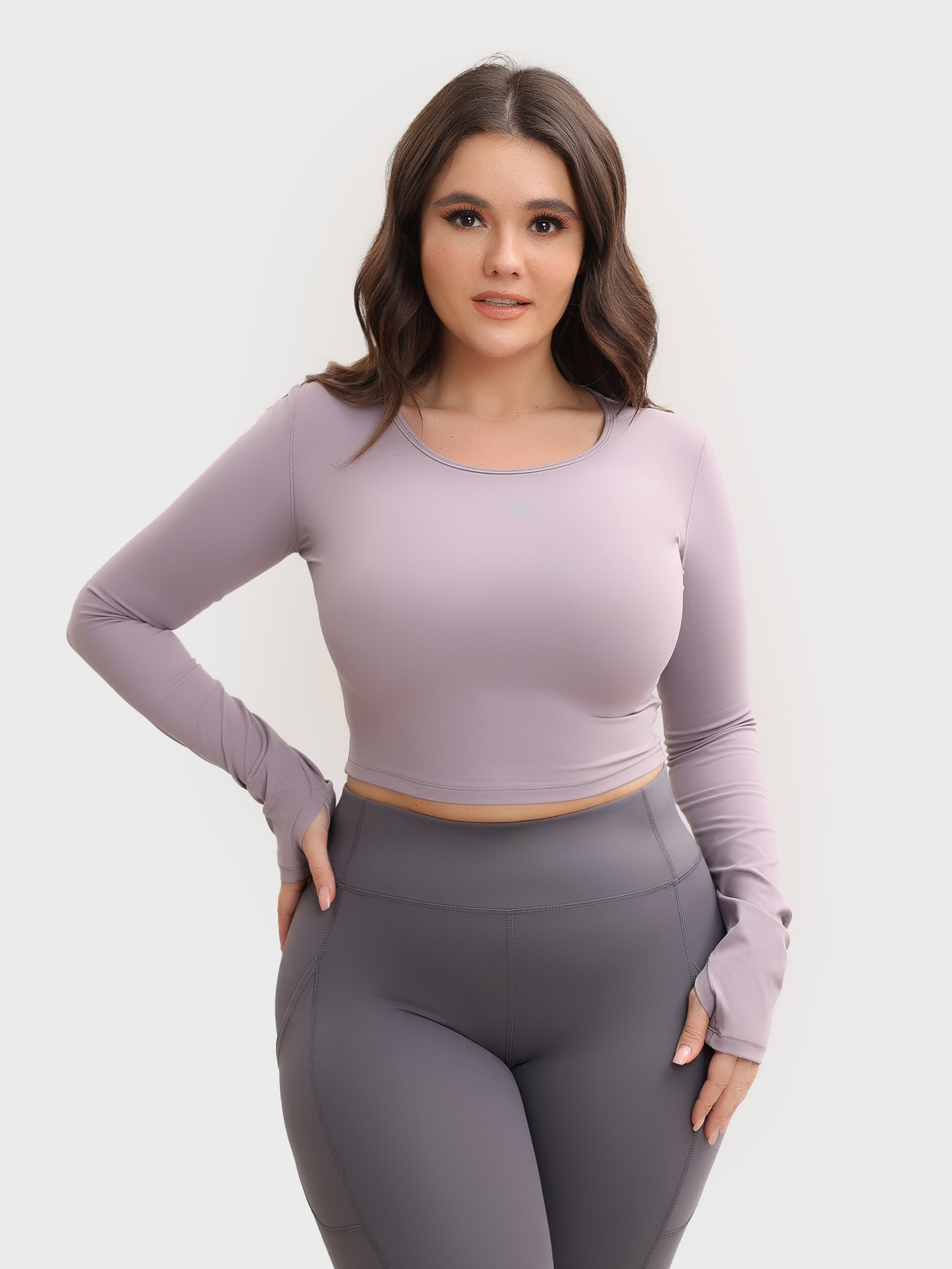 Slim Fit Nude Long Sleeve Yoga Crop Top