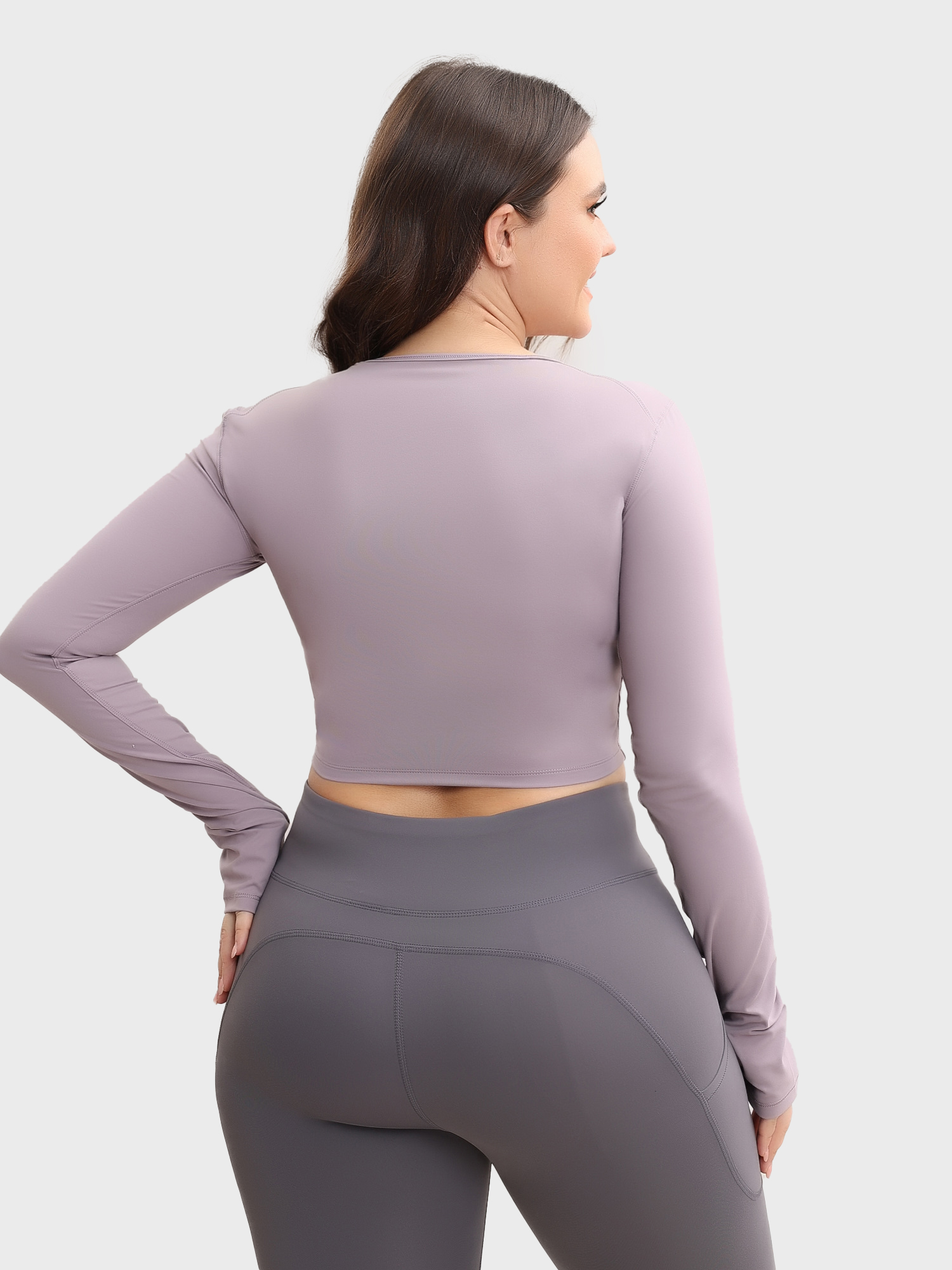 Slim Fit Nude Long Sleeve Yoga Crop Top