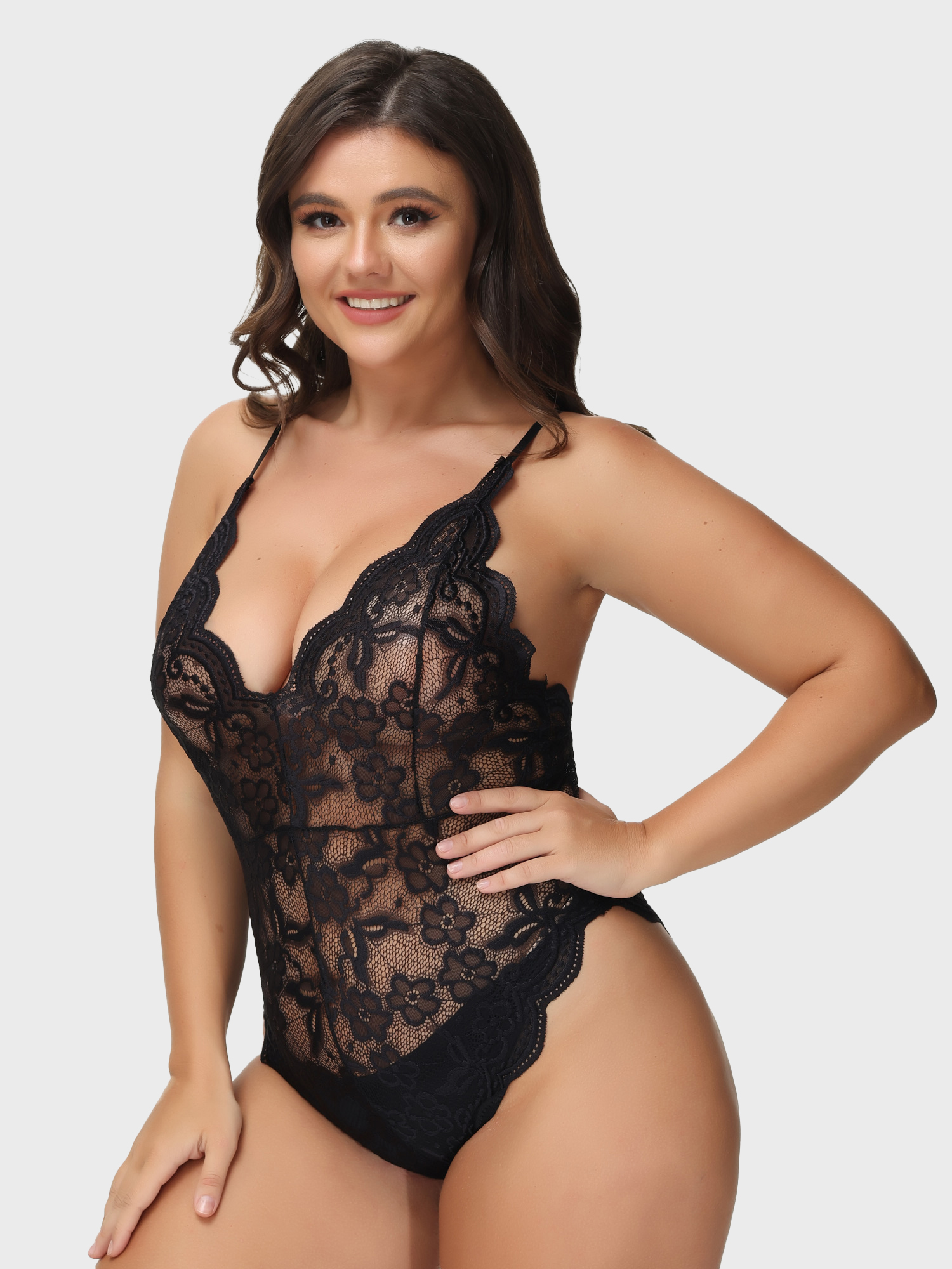 Deep V Sexy Lace Erotic Lingerie Bodysuit