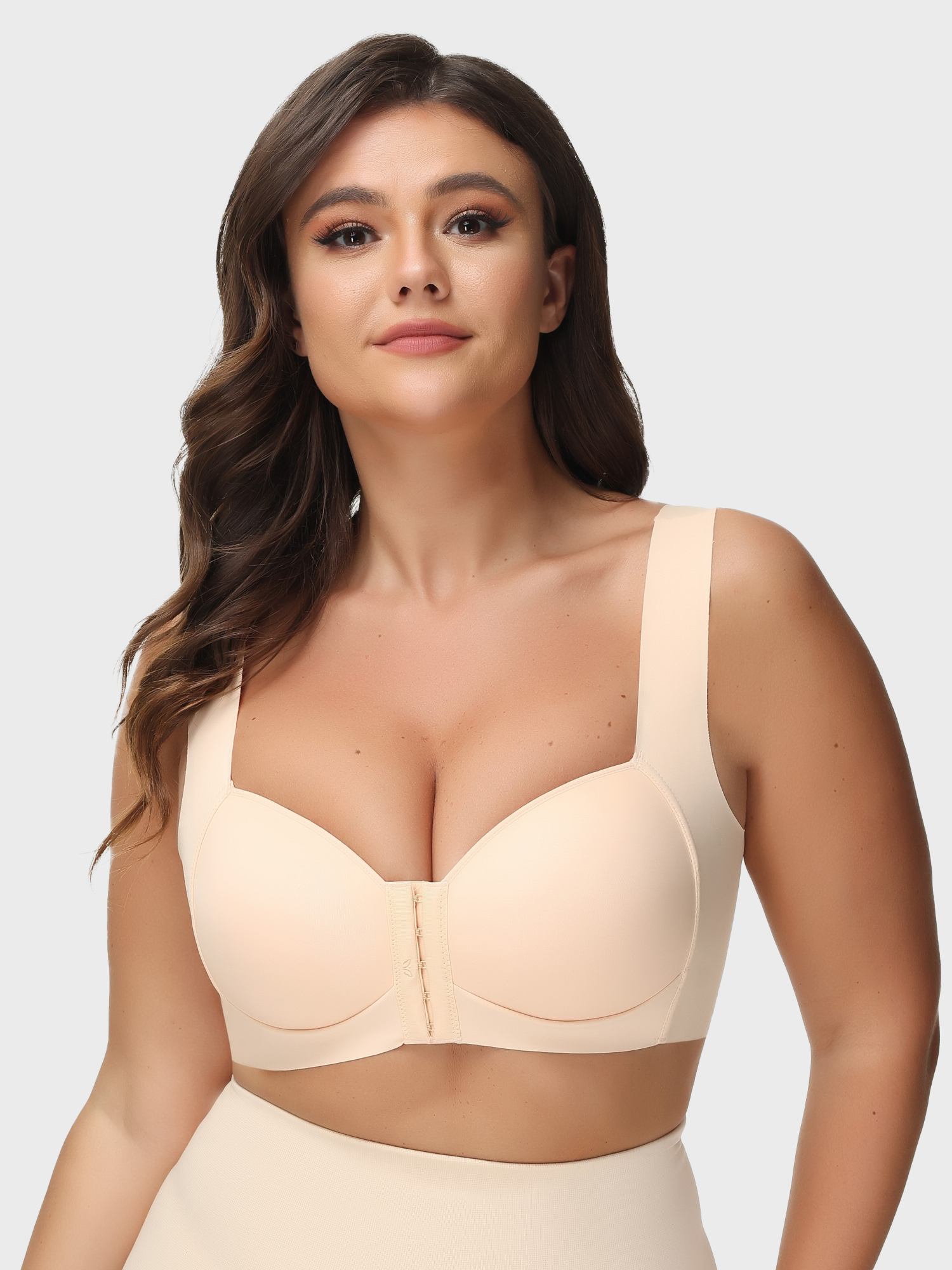 Front Closure Wide Straps Post Back Support Bra