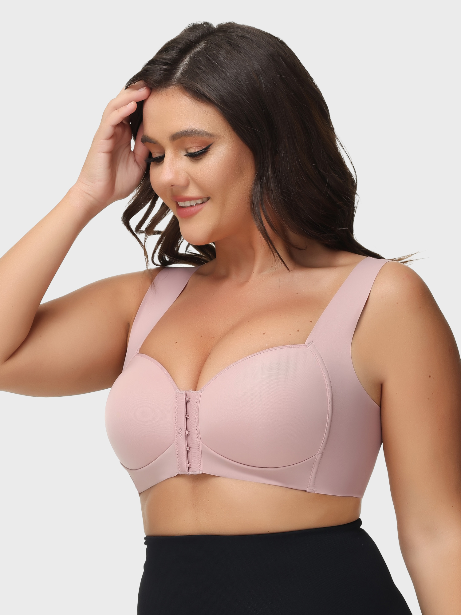 Front Closure Wide Straps Post Back Support Bra