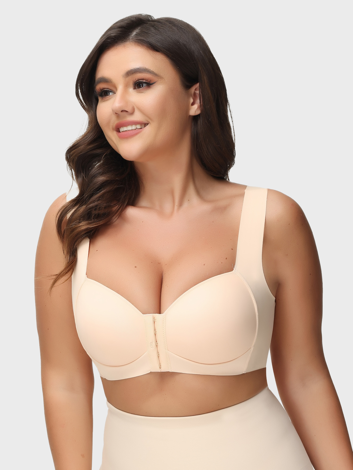 Front Closure Wide Straps Post Back Support Bra