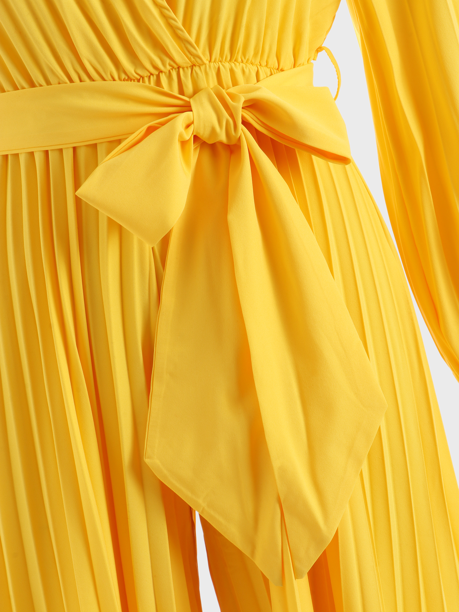 Flowy Pleated Deep-V Jumpsuit