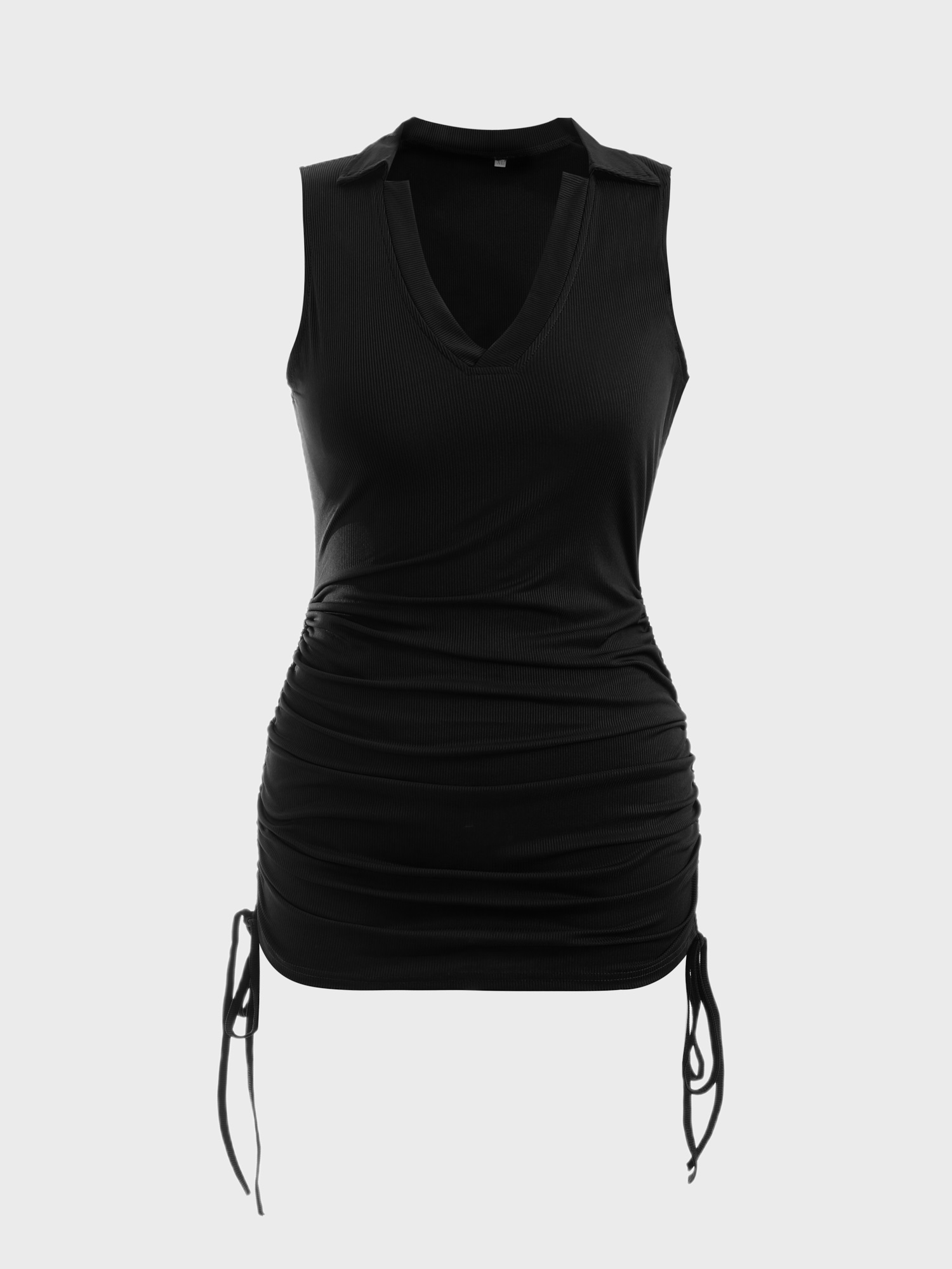 Hottie V-Neck Ribbed Side Tie Mini Dress