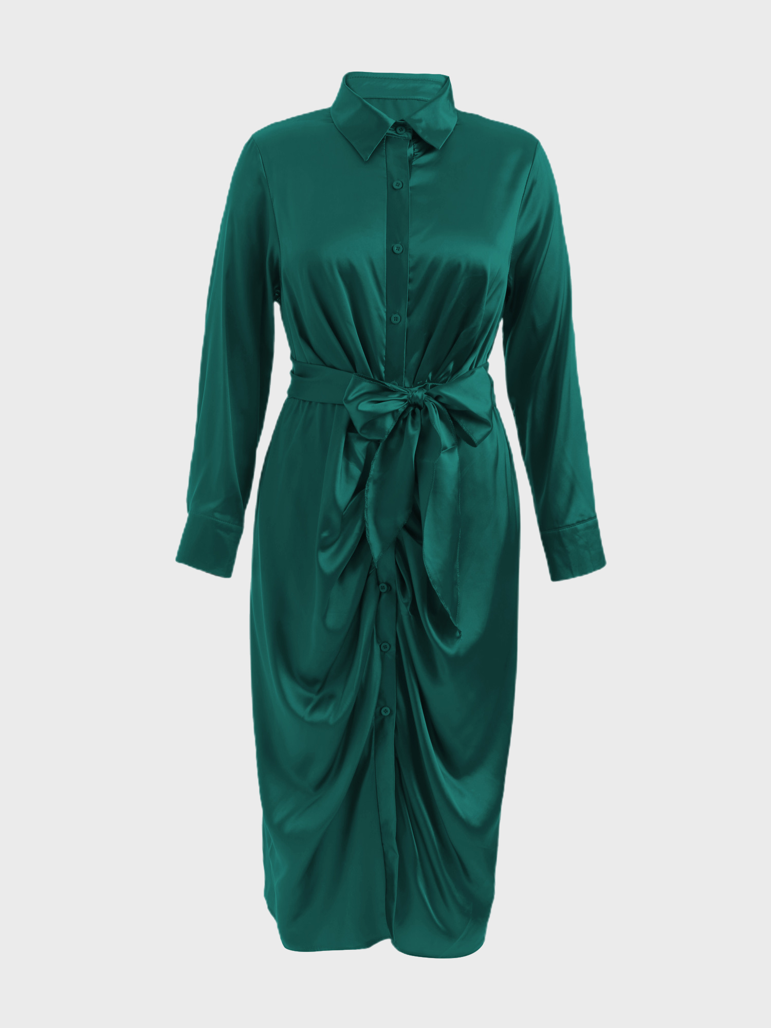 Glisten Satin Ruching Midi Dress
