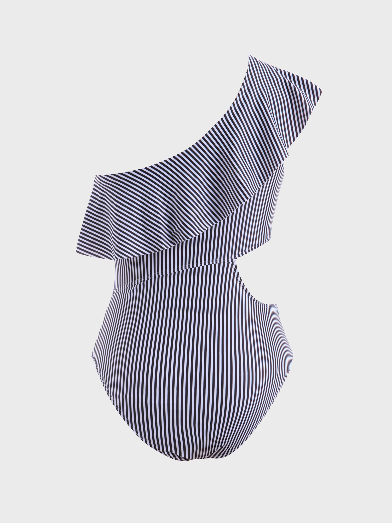 Enticing Pinstripe Asymmetry One-Piece Swimsuit