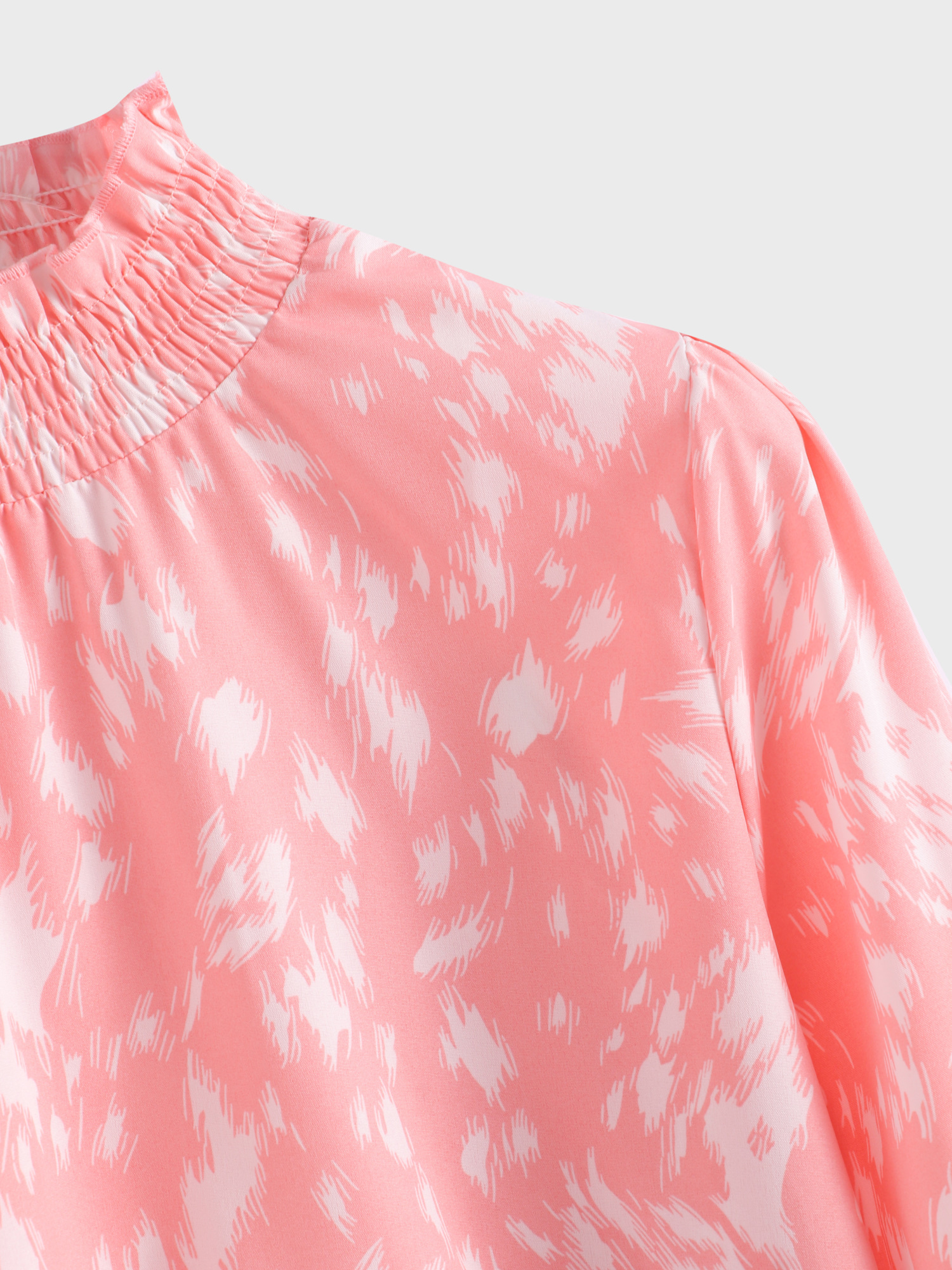 Turtleneck Pattern Printed Blouse