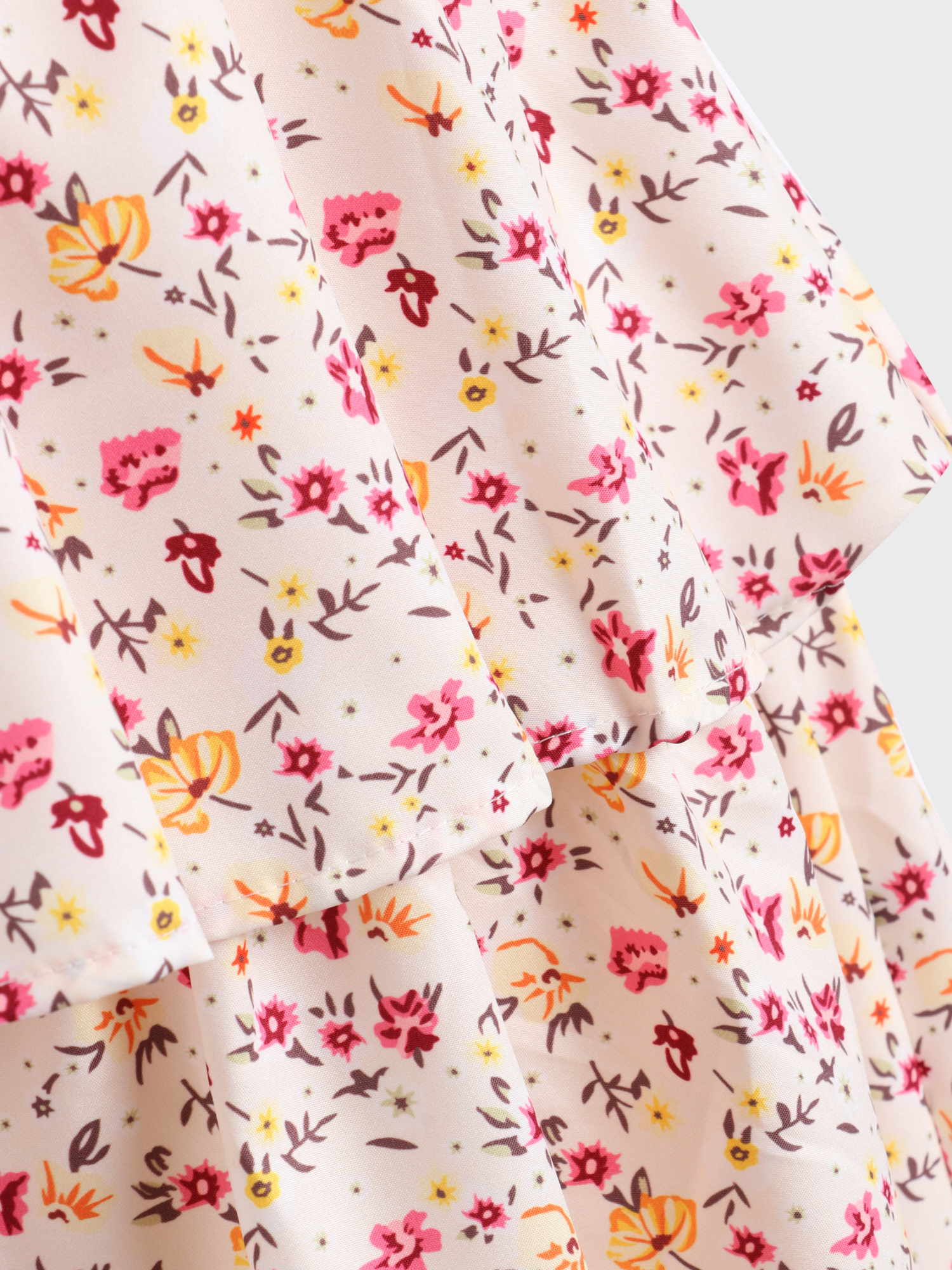 Alluring Floral Print Tiered Halter Dress