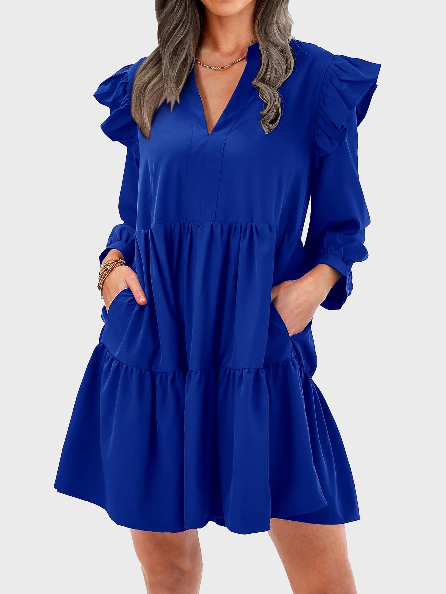 Playful V-Neck Tiered Mini Dress