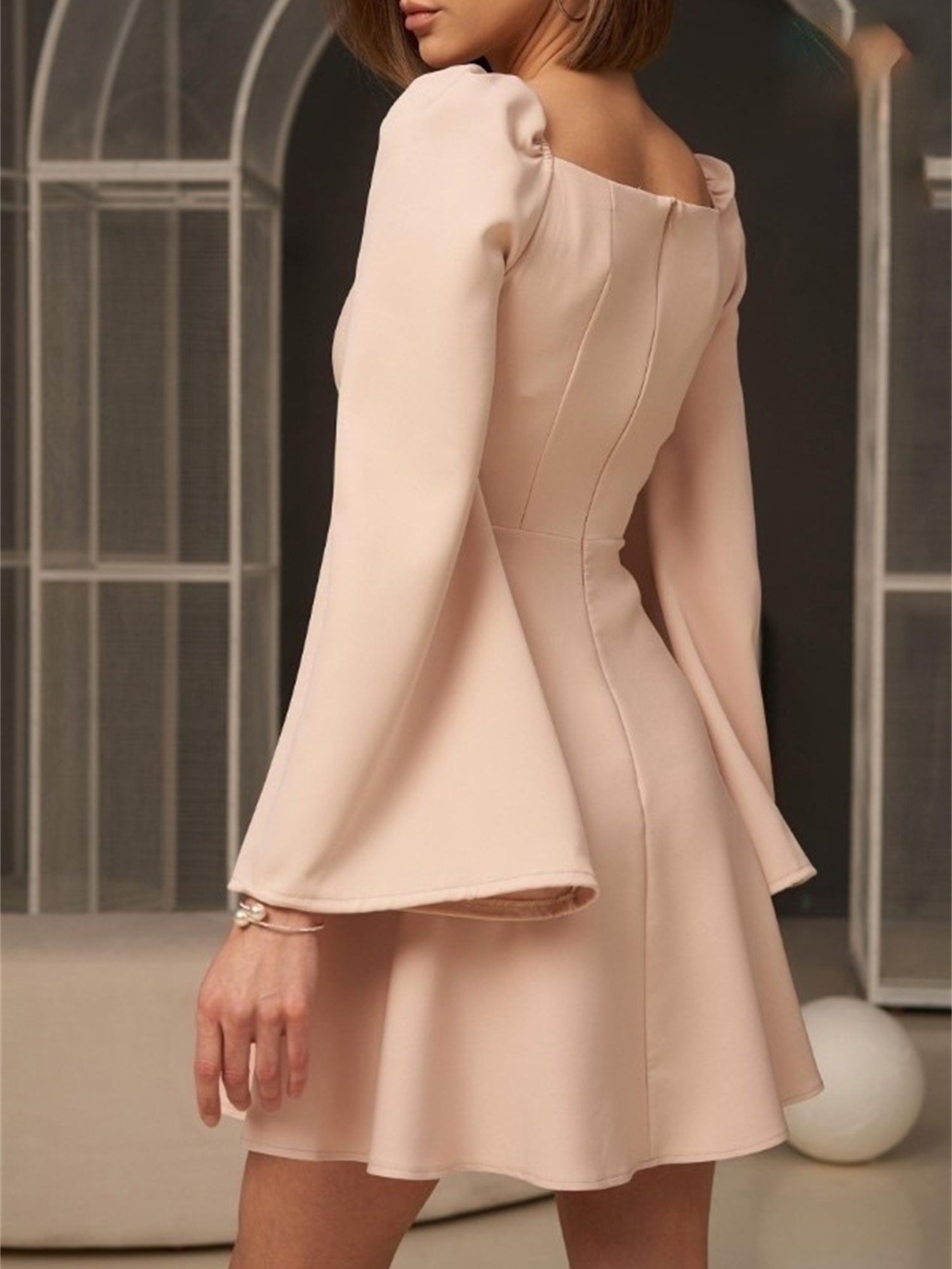 Eye-Catching Lady Adjustable Cuff Mini Dress