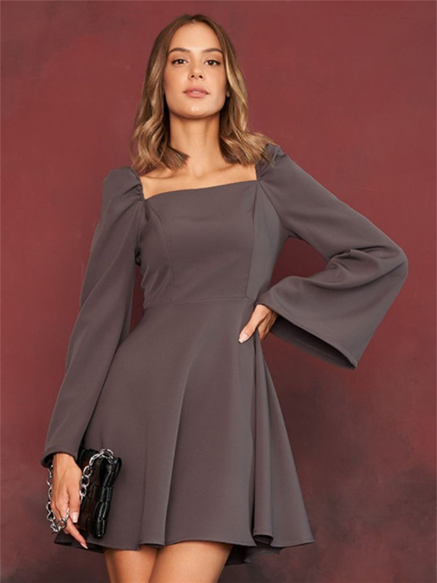 Eye-Catching Lady Adjustable Cuff Mini Dress