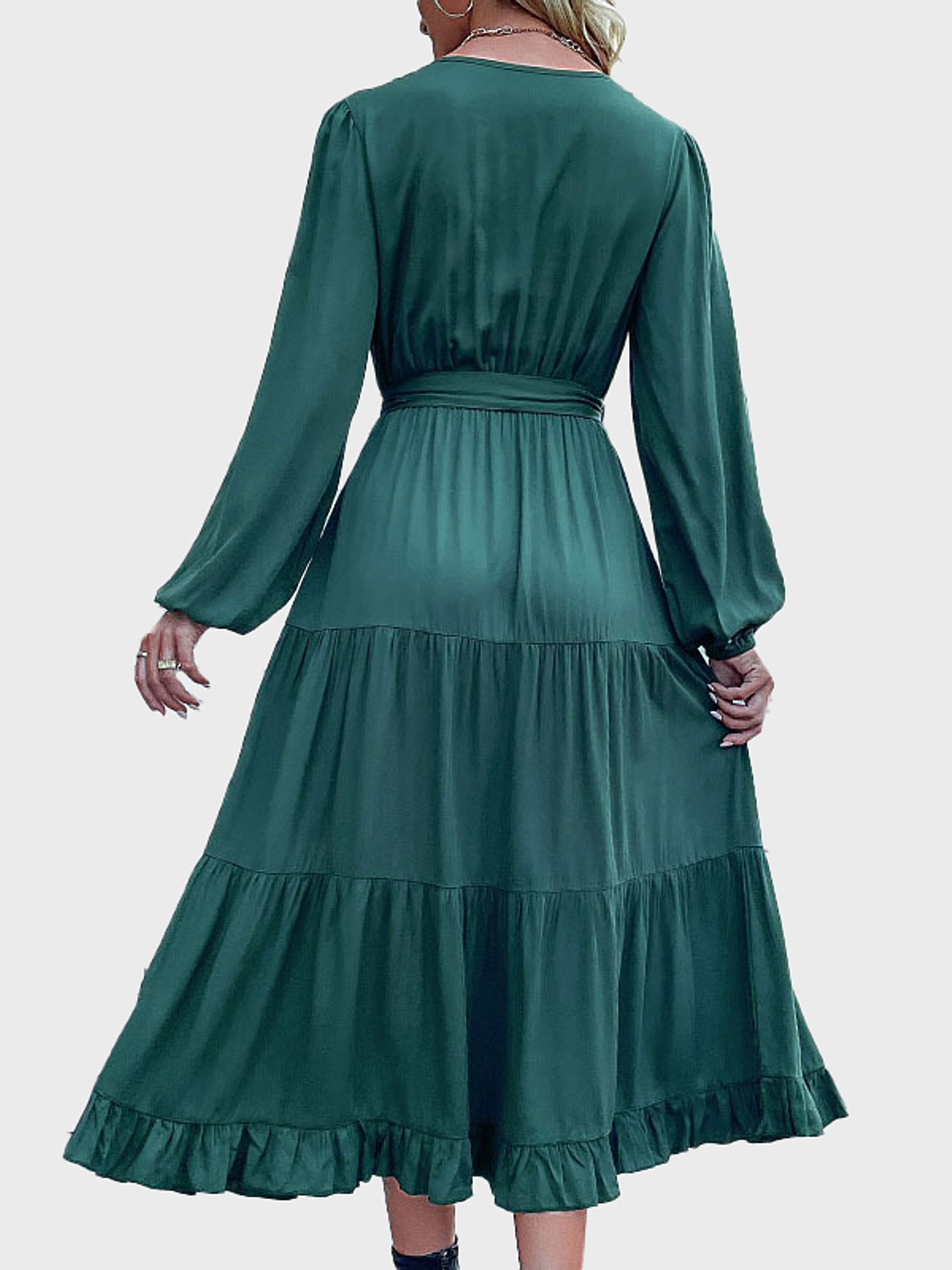  Pretty V-Neck Tiered Dress