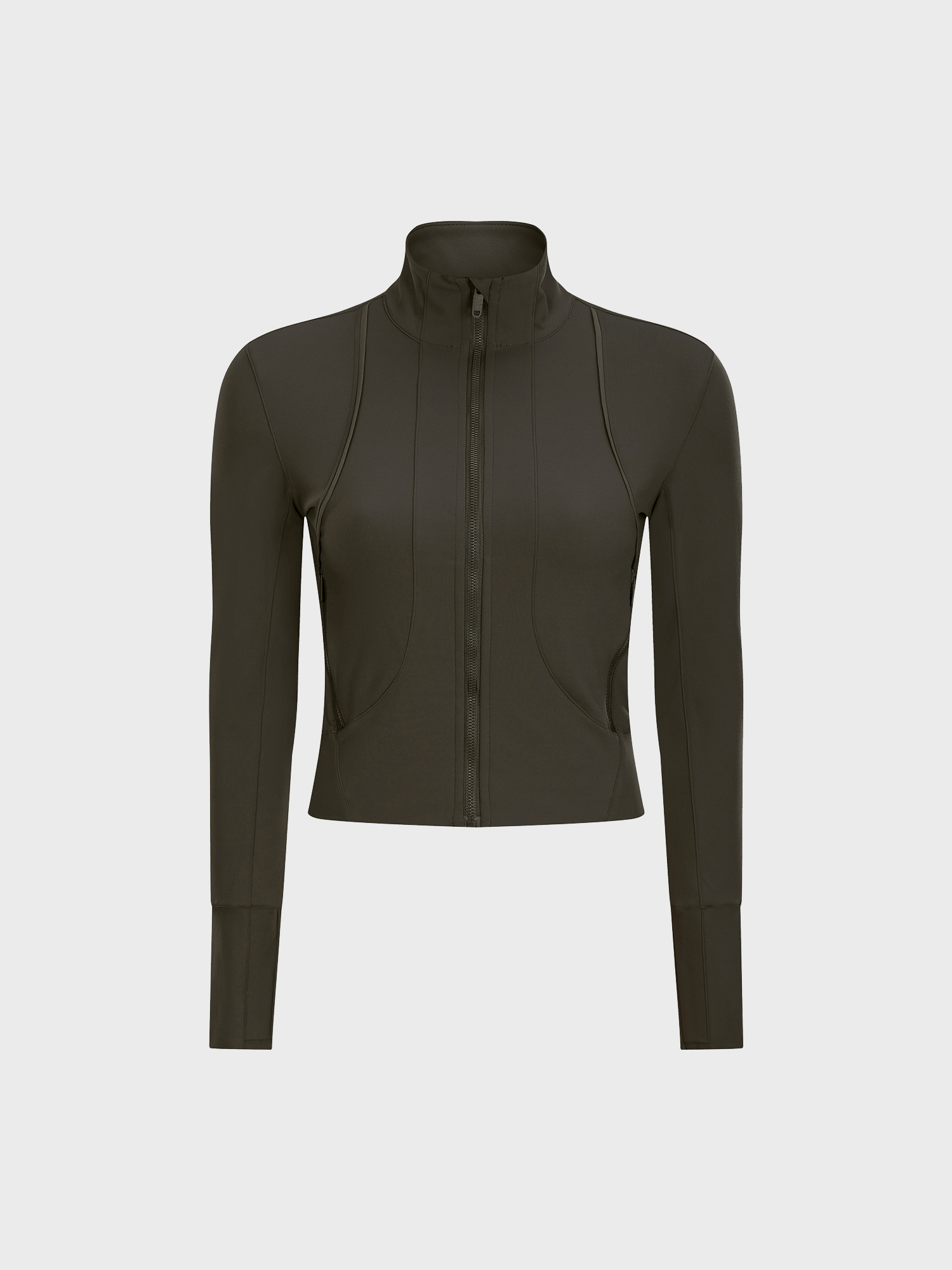 Slim Fit Nude Full-Zip Lounge Sports Top