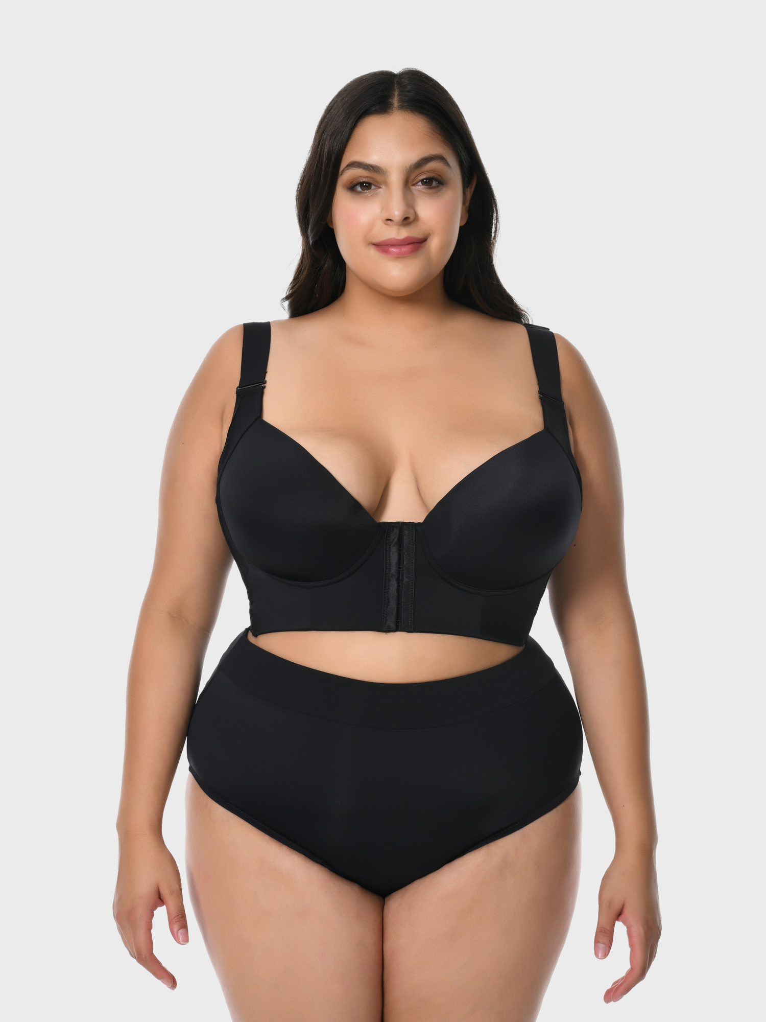 Front Closure Wide Straps Support Bra