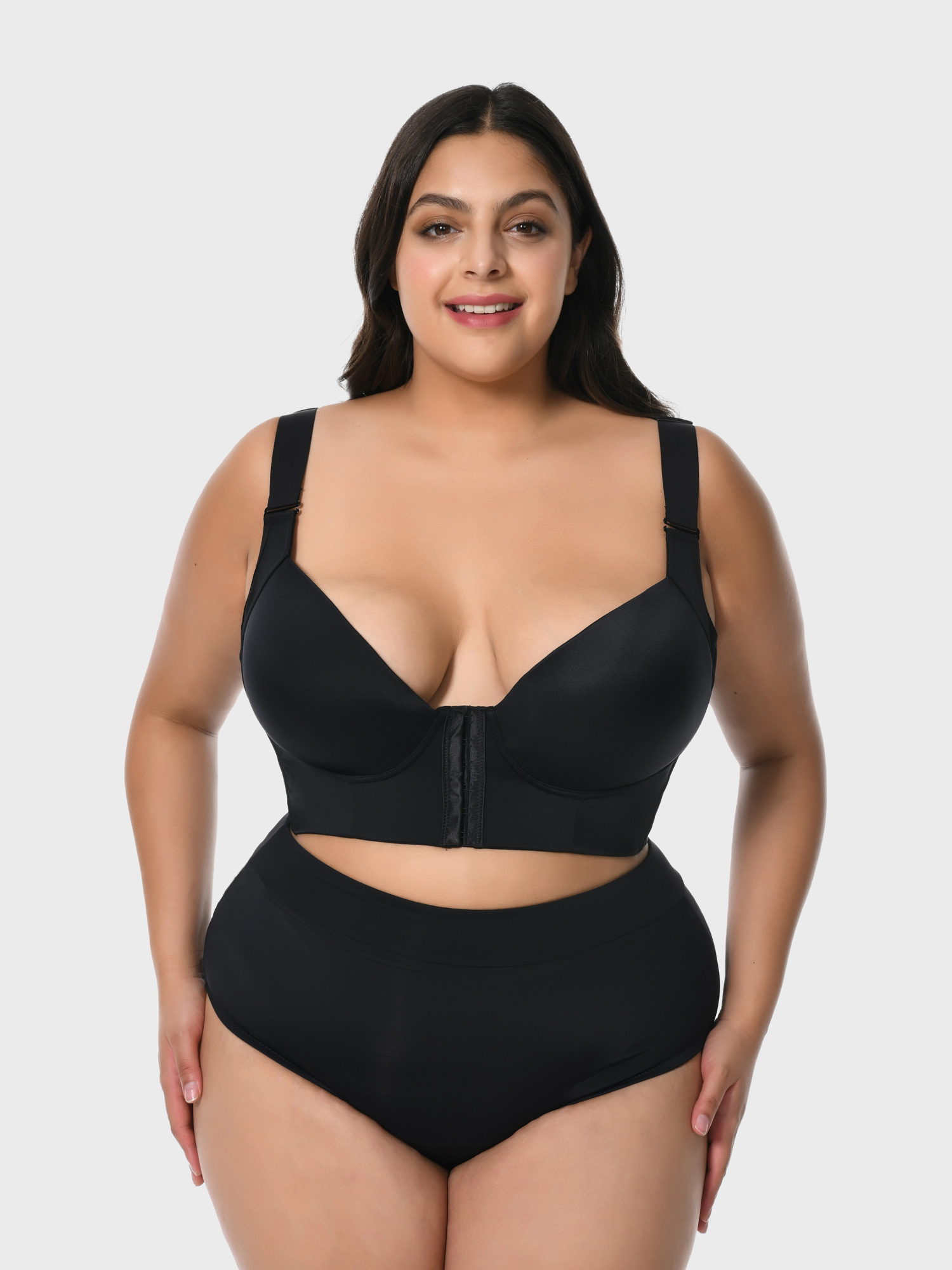 Front Closure Wide Straps Support Bra