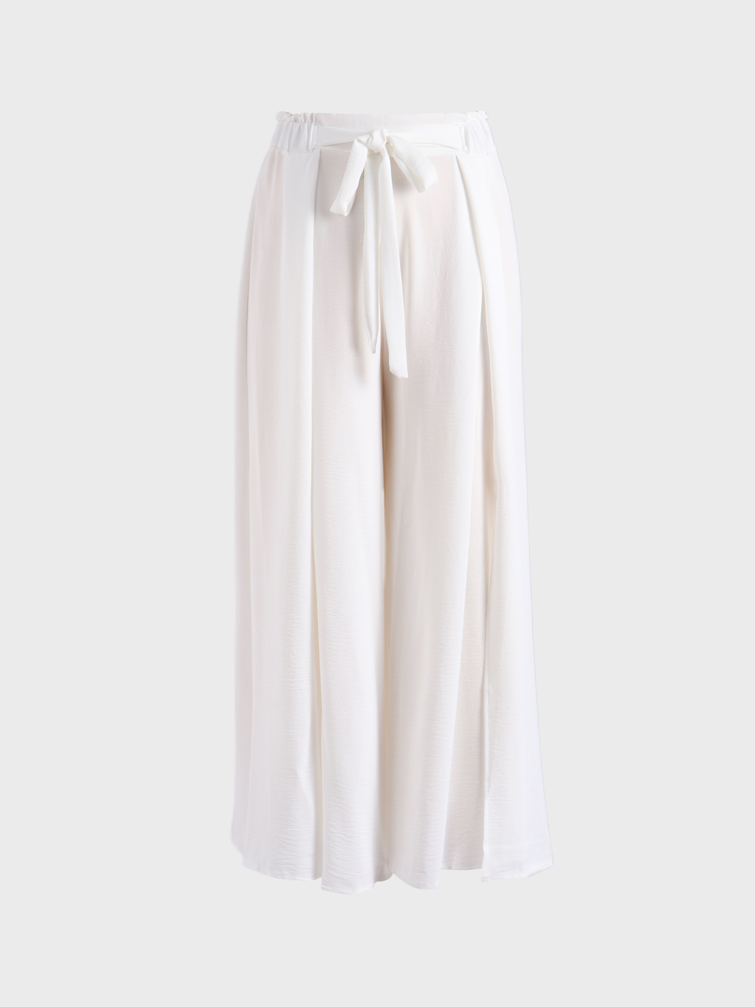 Wide-Leg Pleated Nattily Pants with Split-Front