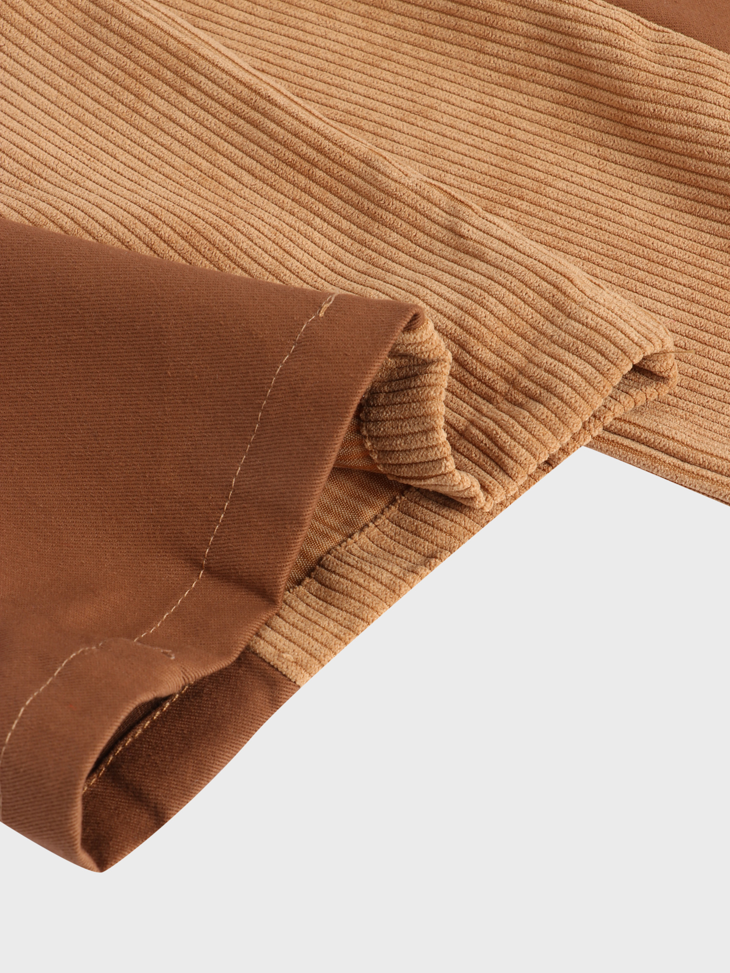 High Waist Straight Leg Colorblock Corduroy Pants with Pockets