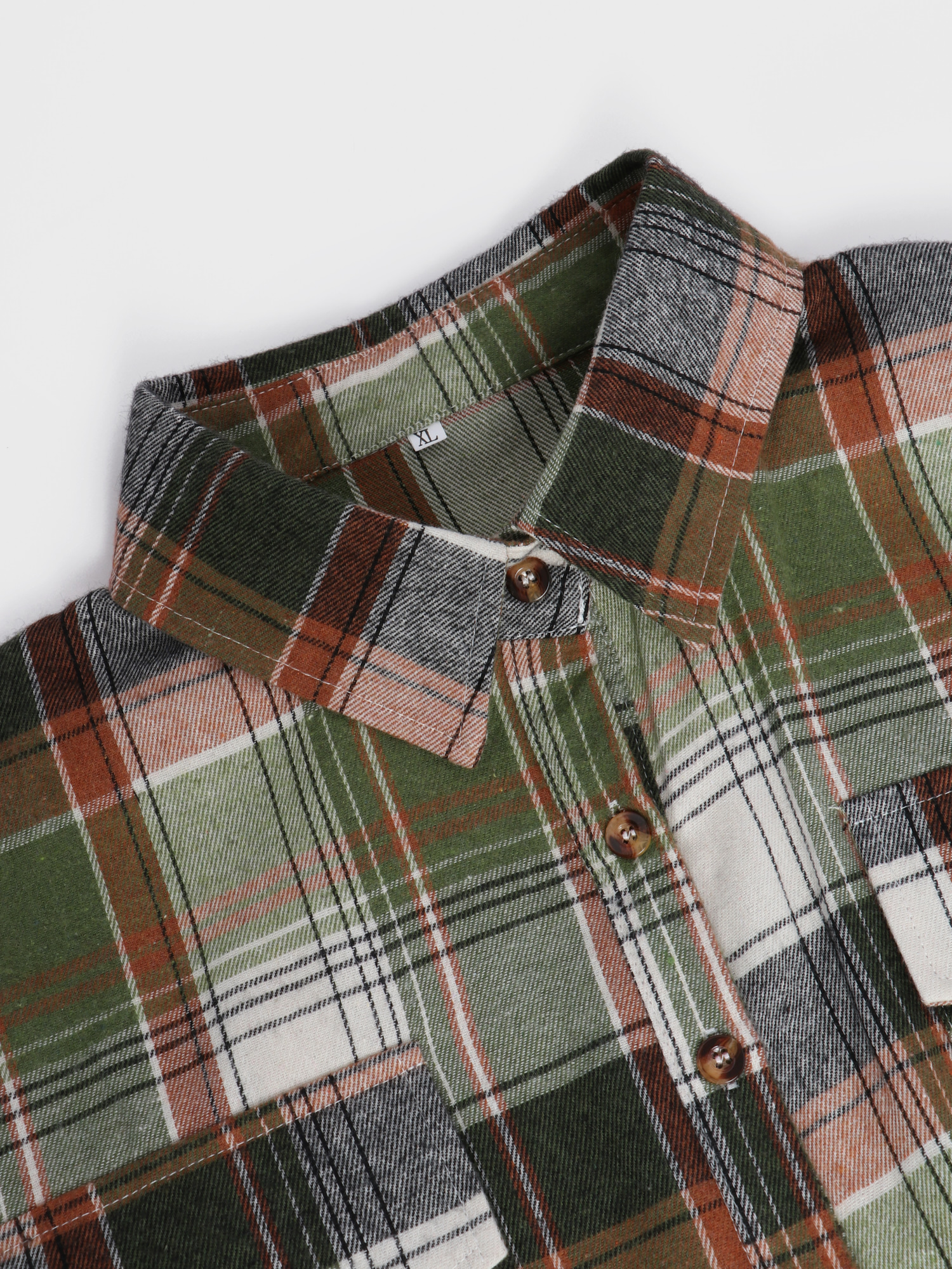 Lapel Long Sleeve Plaid Shirt with Pocket