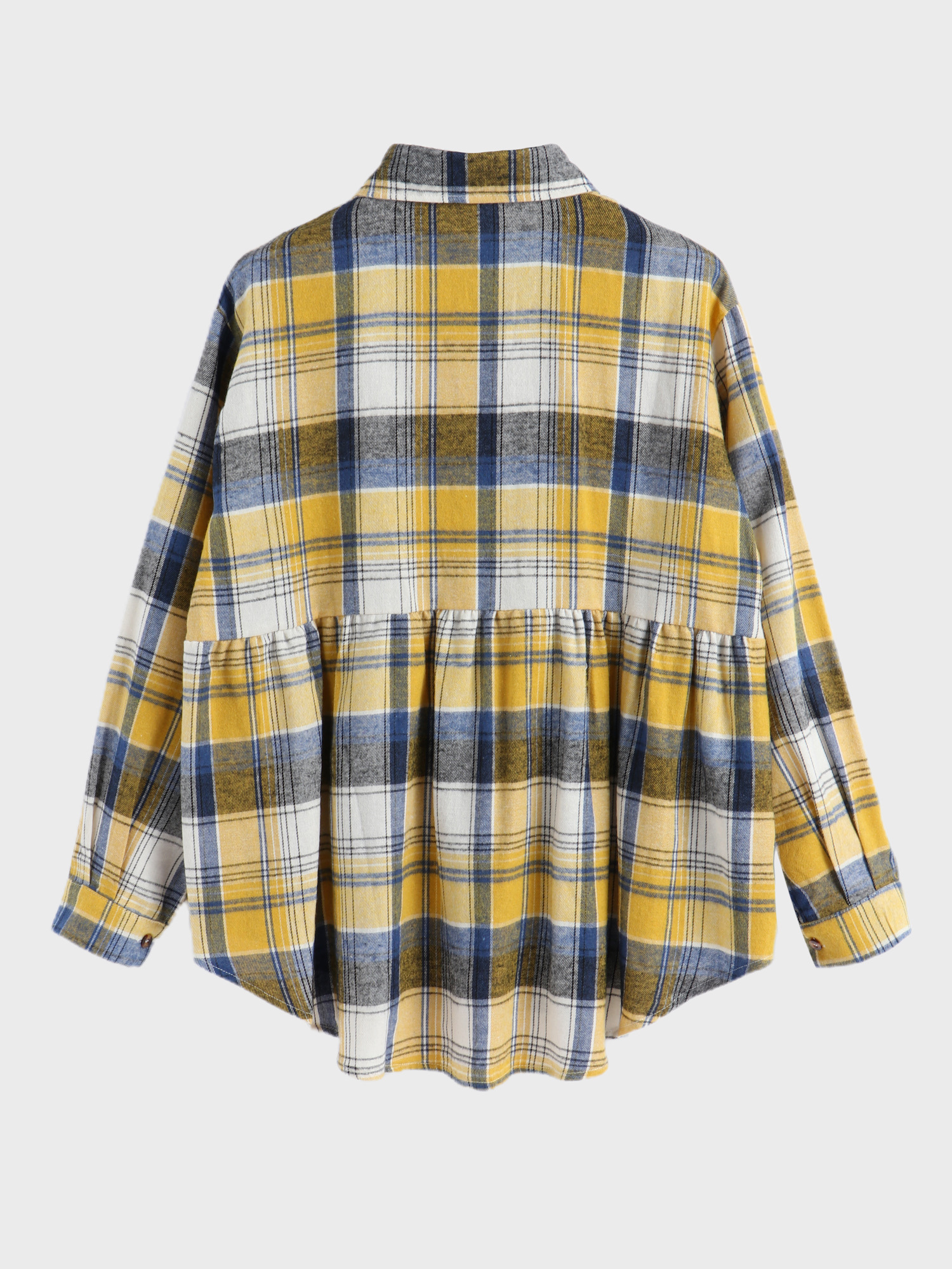 Lapel Long Sleeve Plaid Shirt with Pocket