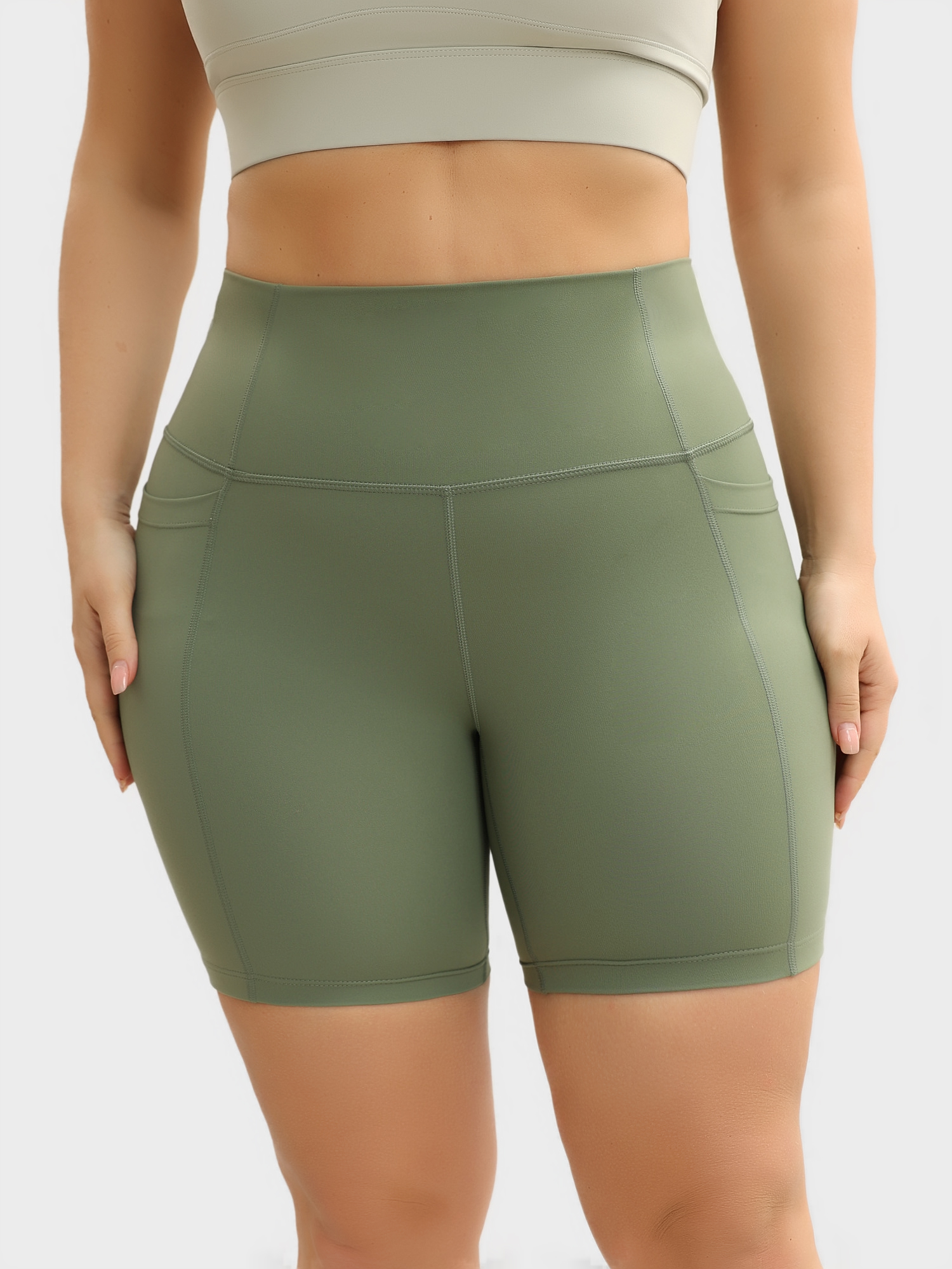 High-Waisted Hip-Lift Tight Yoga Shorts with Pockets