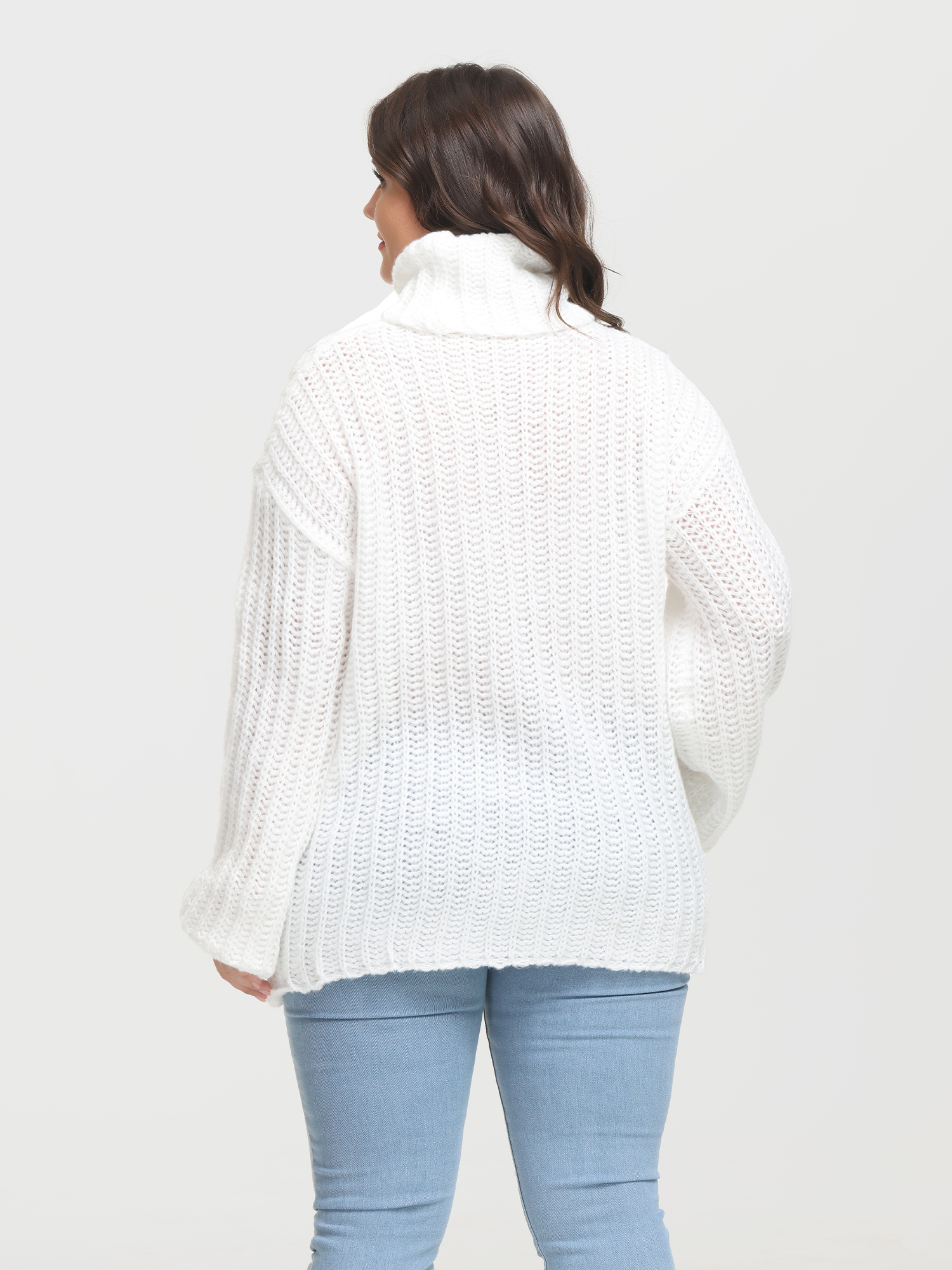 Puffy Turtleneck Long Sleeve Knit Pullover Sweater