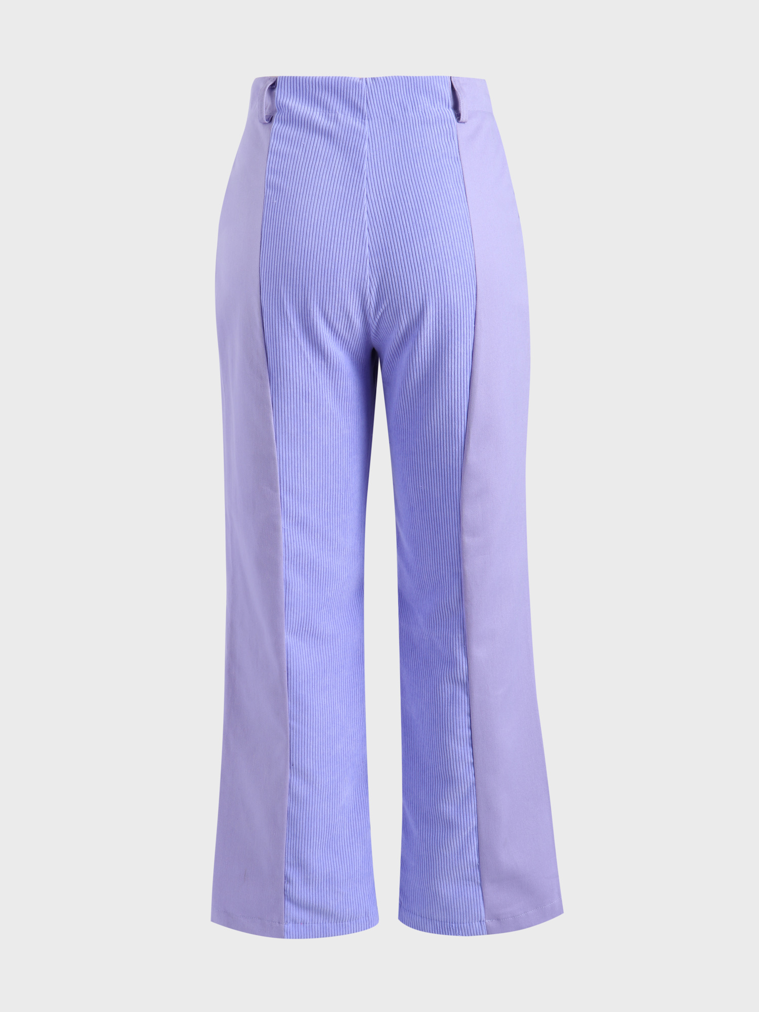 High Waist Straight Leg Colorblock Corduroy Pants with Pockets