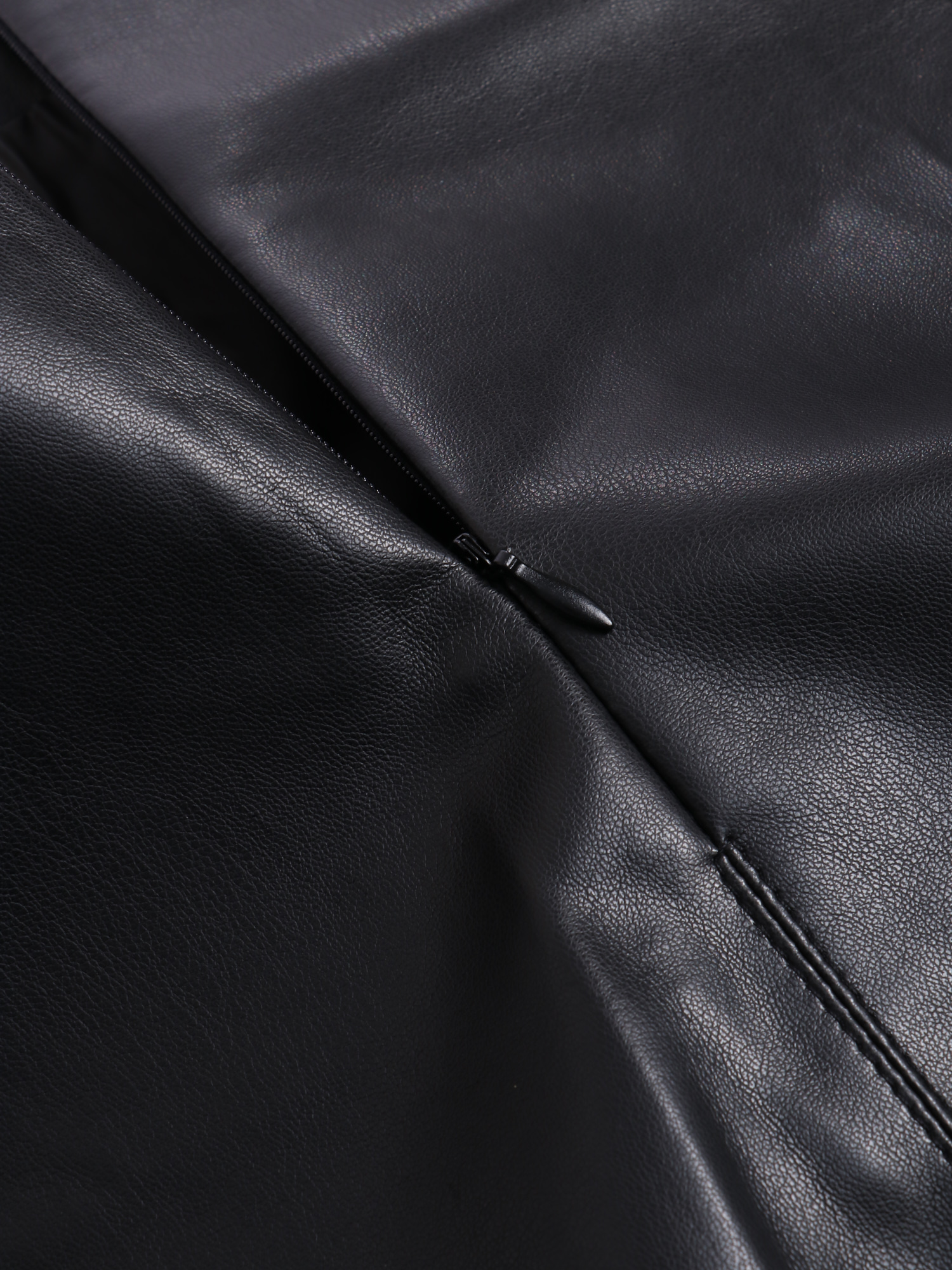 High-Waisted Leather Skirt with Split